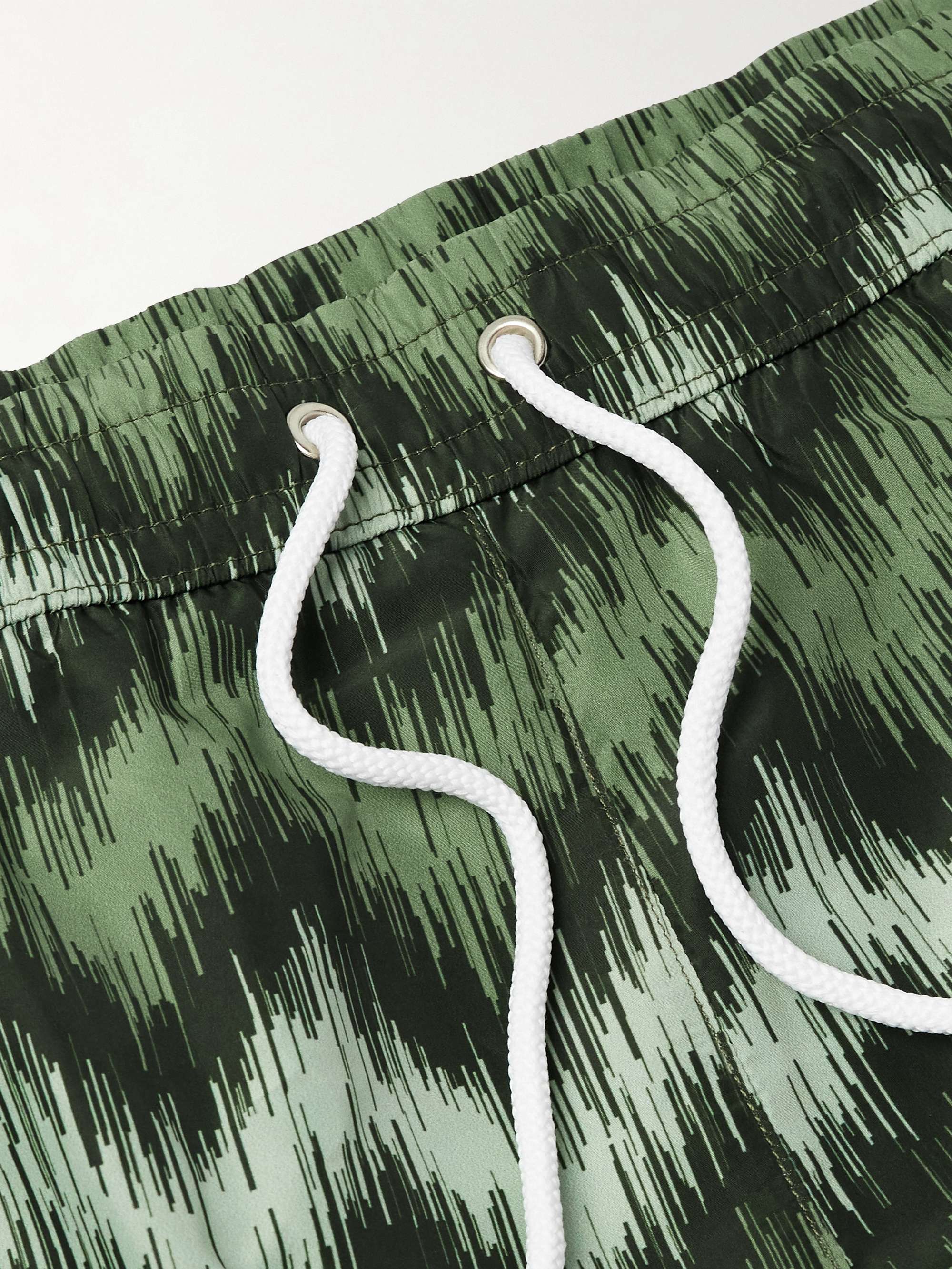 High Frequency Straight-Leg Mid-Length Striped Swim Shorts view