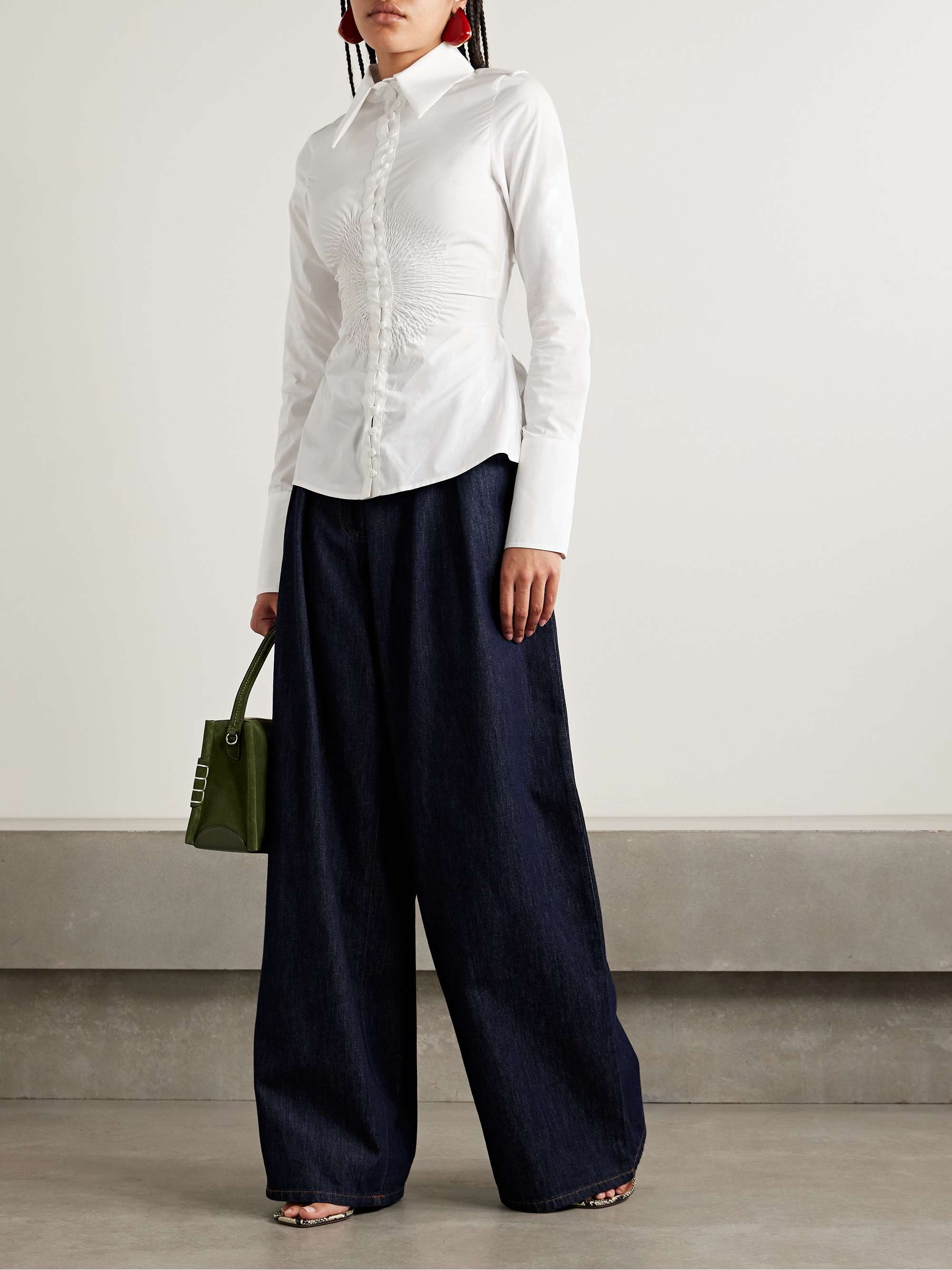 Eeva ruched cotton-poplin shirt view