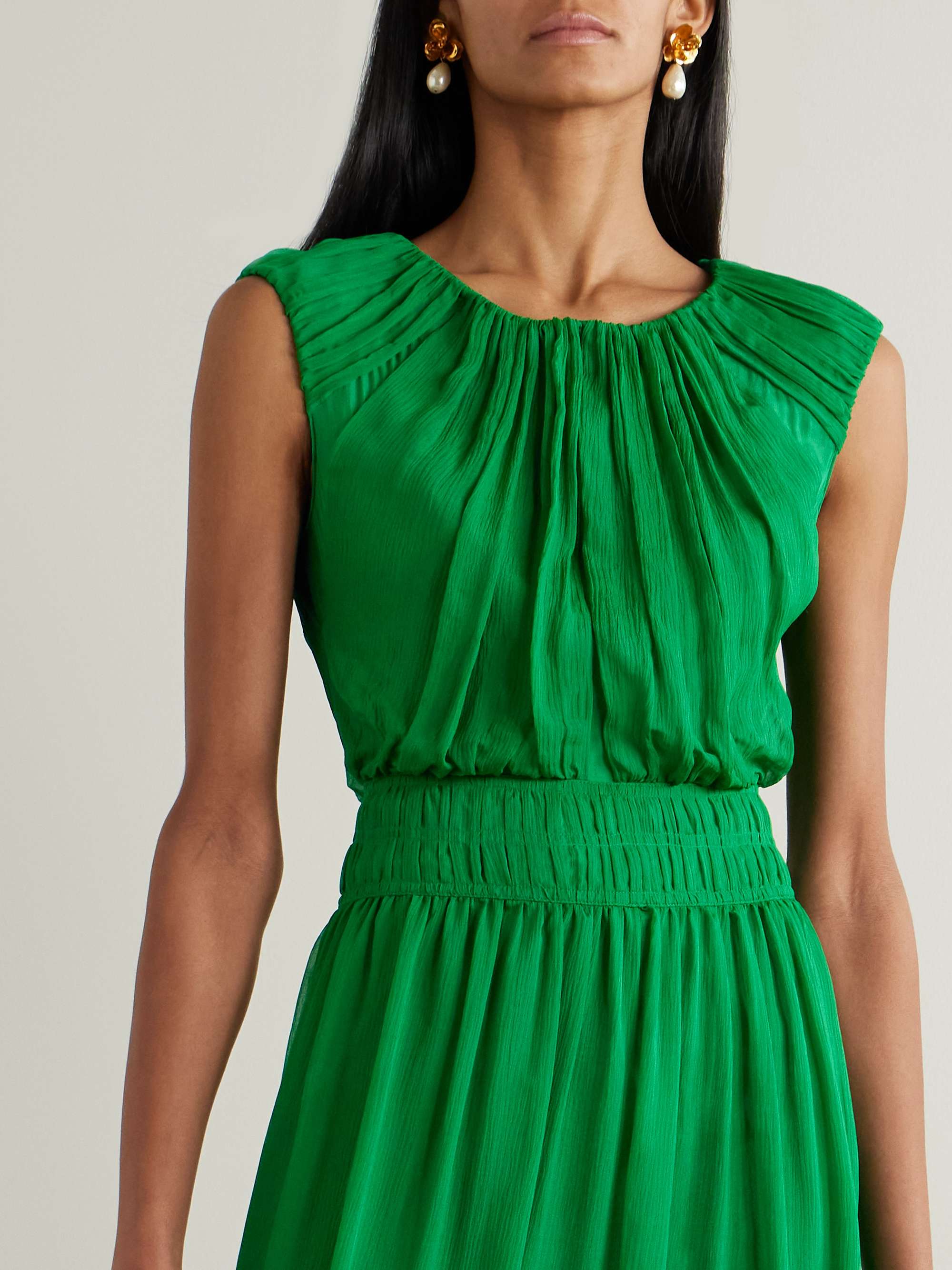 Maryam gathered silk-blend crepon maxi dress view