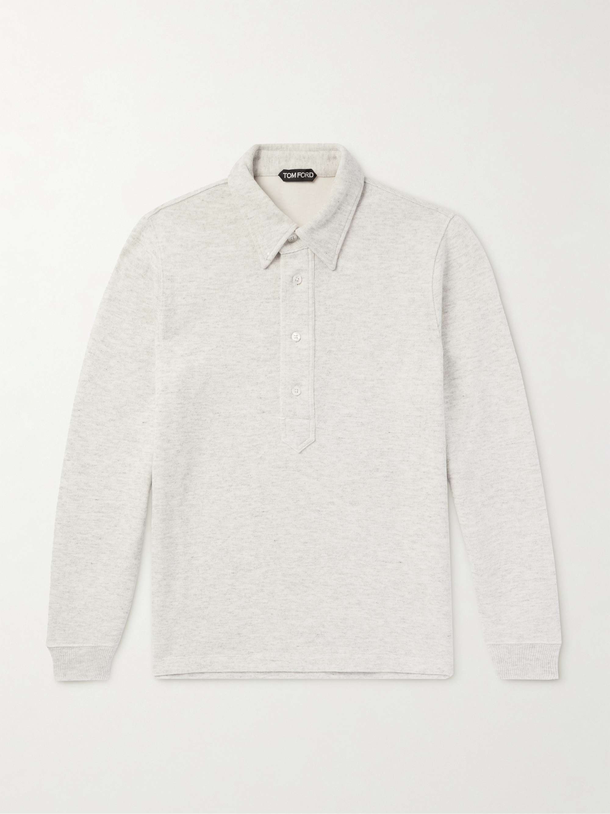 Ribbed Cotton-Blend Polo Shirt view