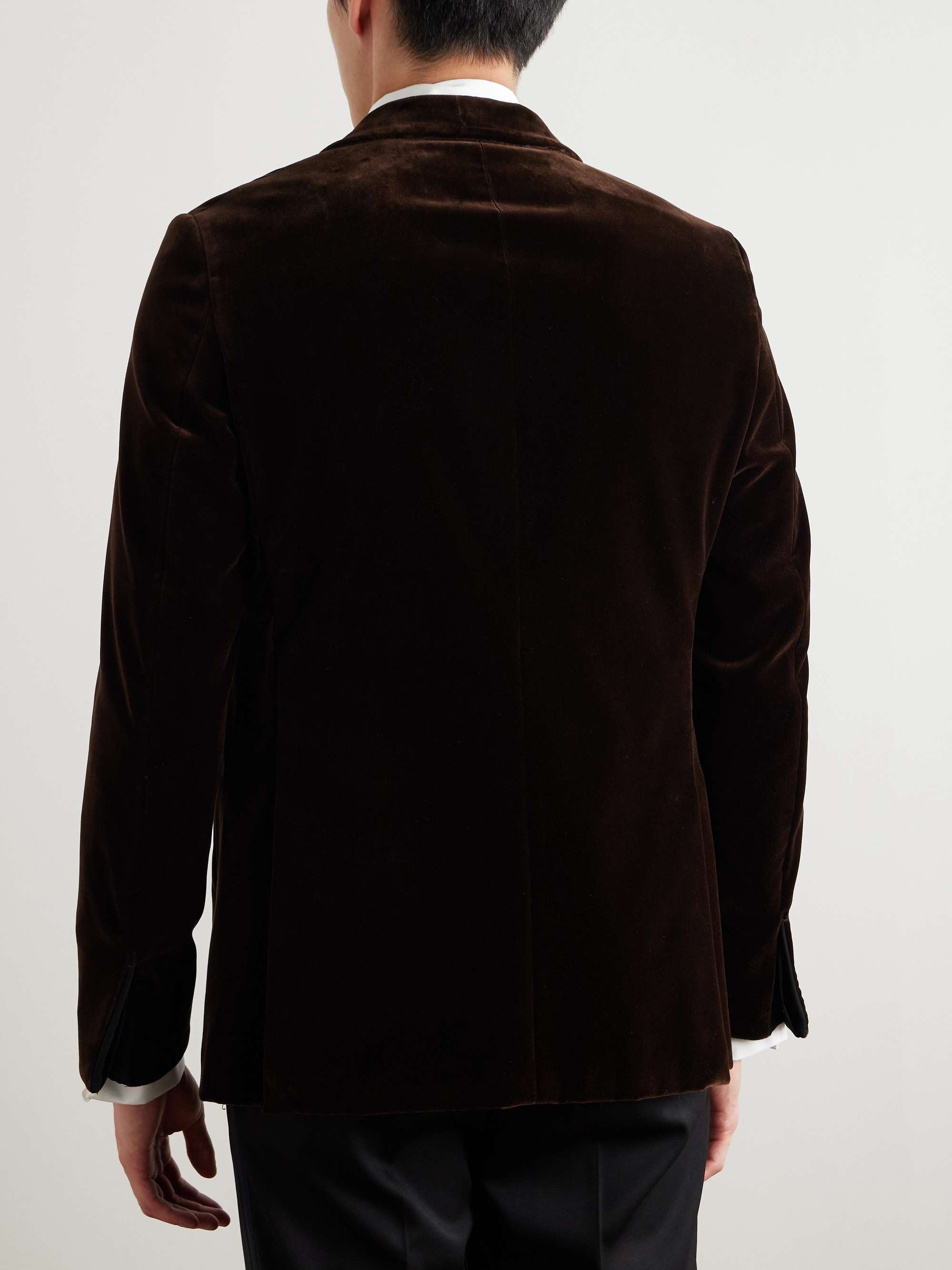 Satin-Trimmed Cotton-Velvet Tuxedo Jacket view