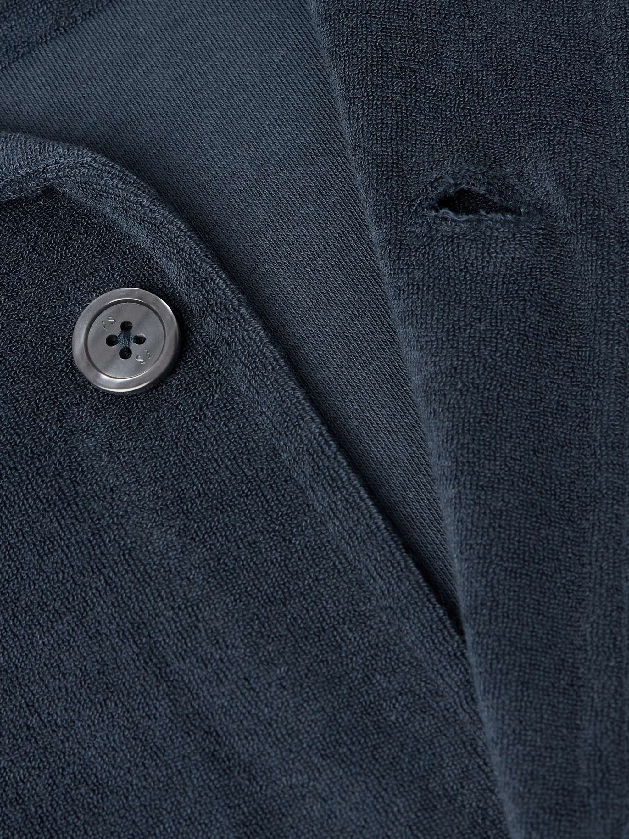 Camp-Collar Logo-Appliquéd Cotton-Blend Terry Shirt view