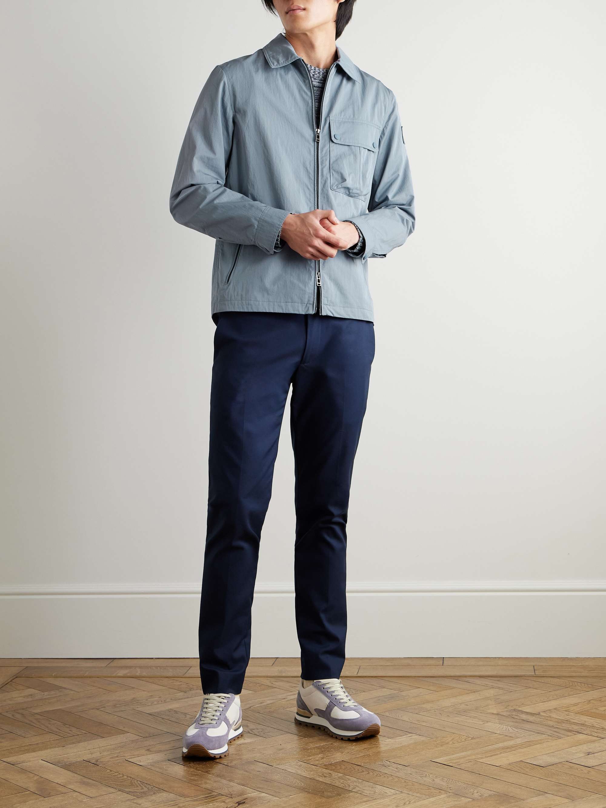 Drome Logo-Appliquéd Cotton-Blend Gabardine Overshirt view