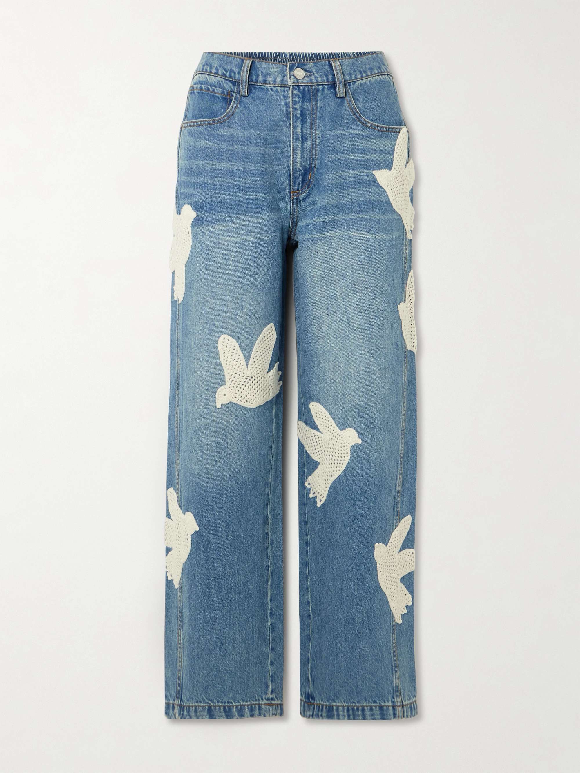Payton crochet-trimmed high-rise wide-leg jeans view