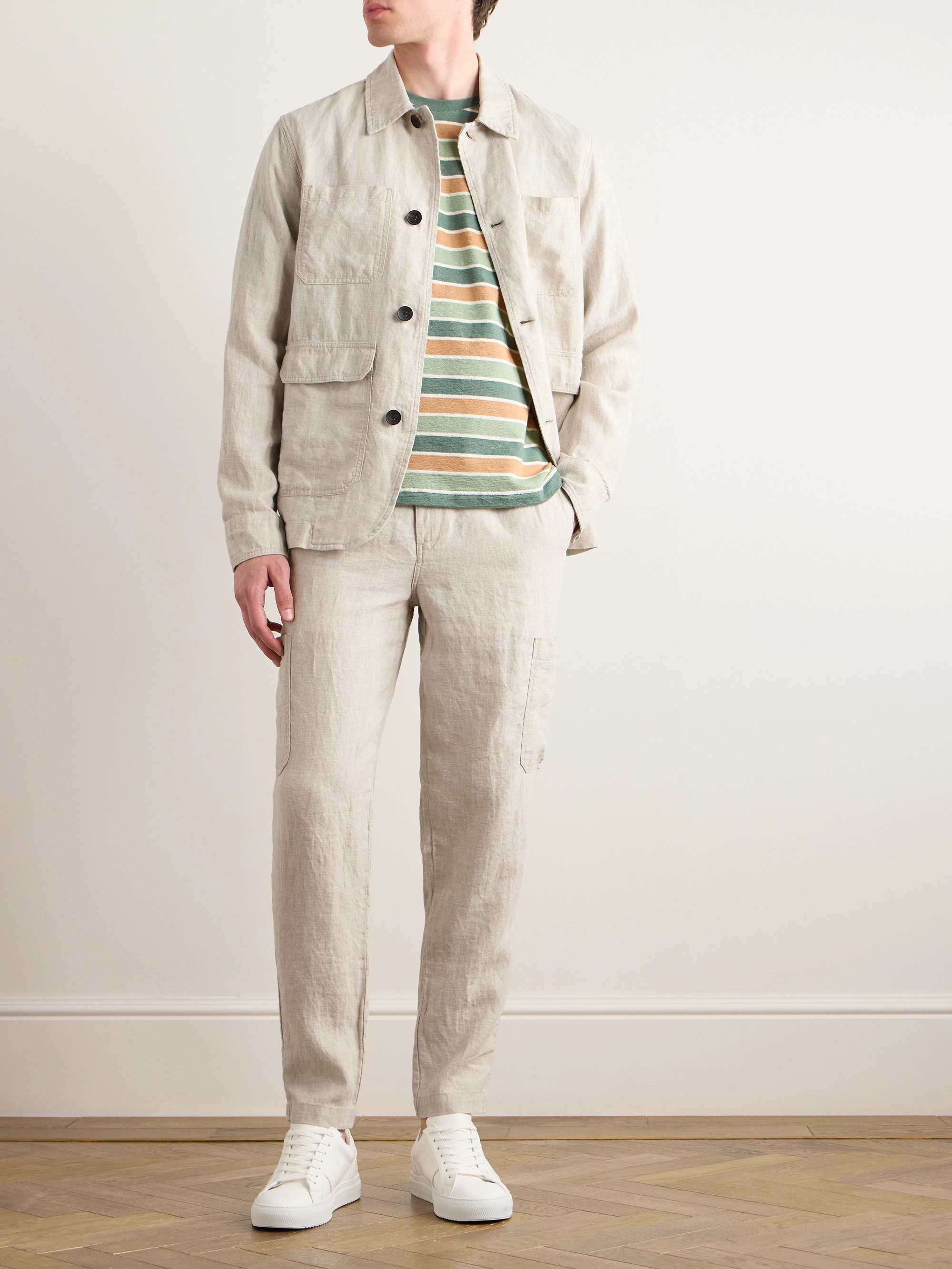 Tapered Linen Drawstring Cargo Trousers view
