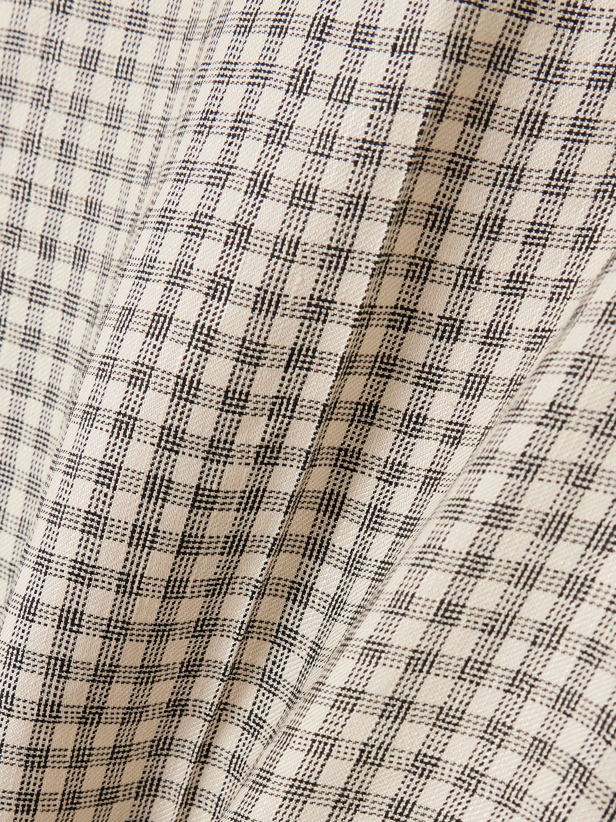 Checked linen-blend wide-leg pants view