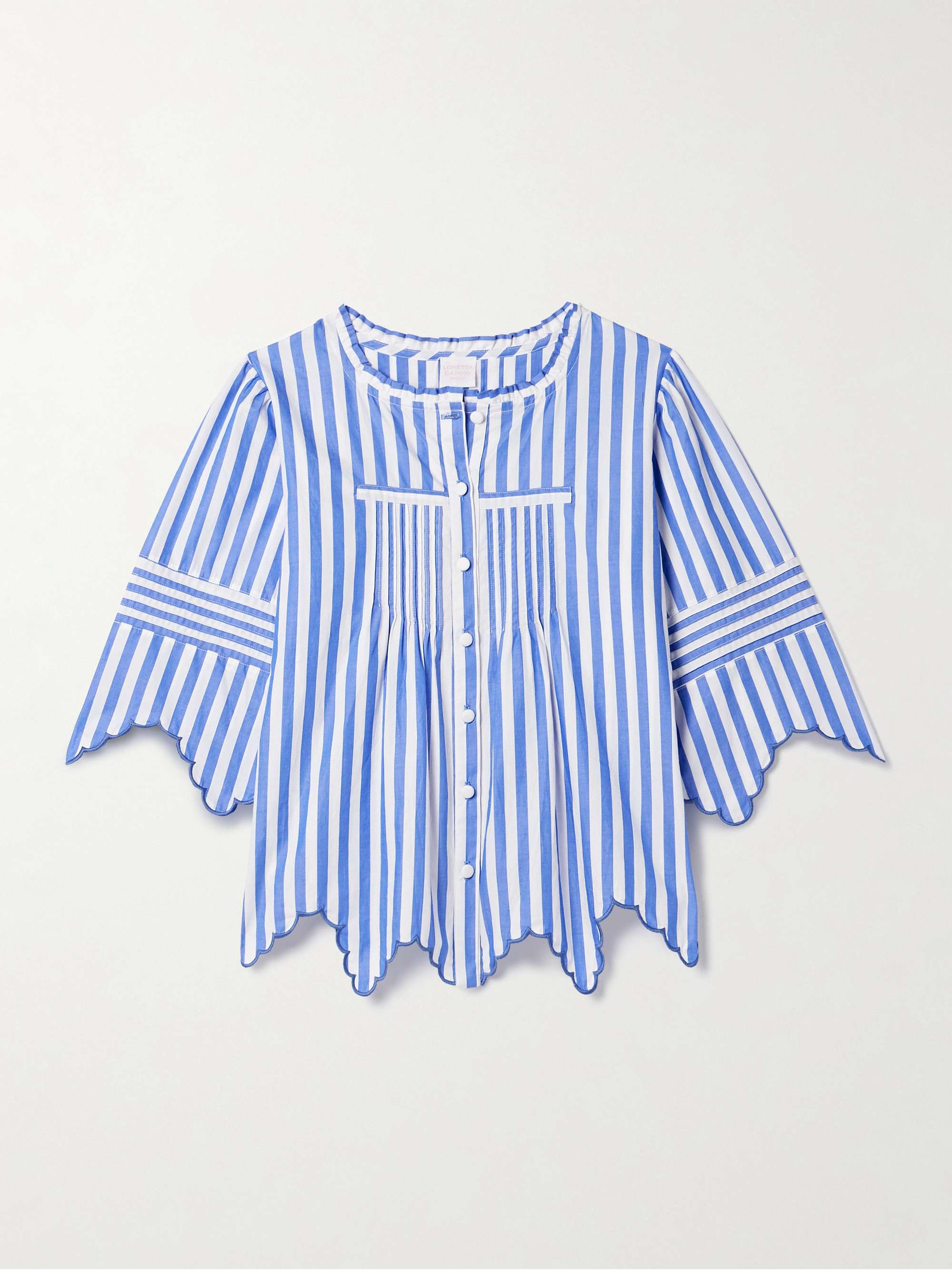 Matilde embroidered scalloped striped cotton shirt view