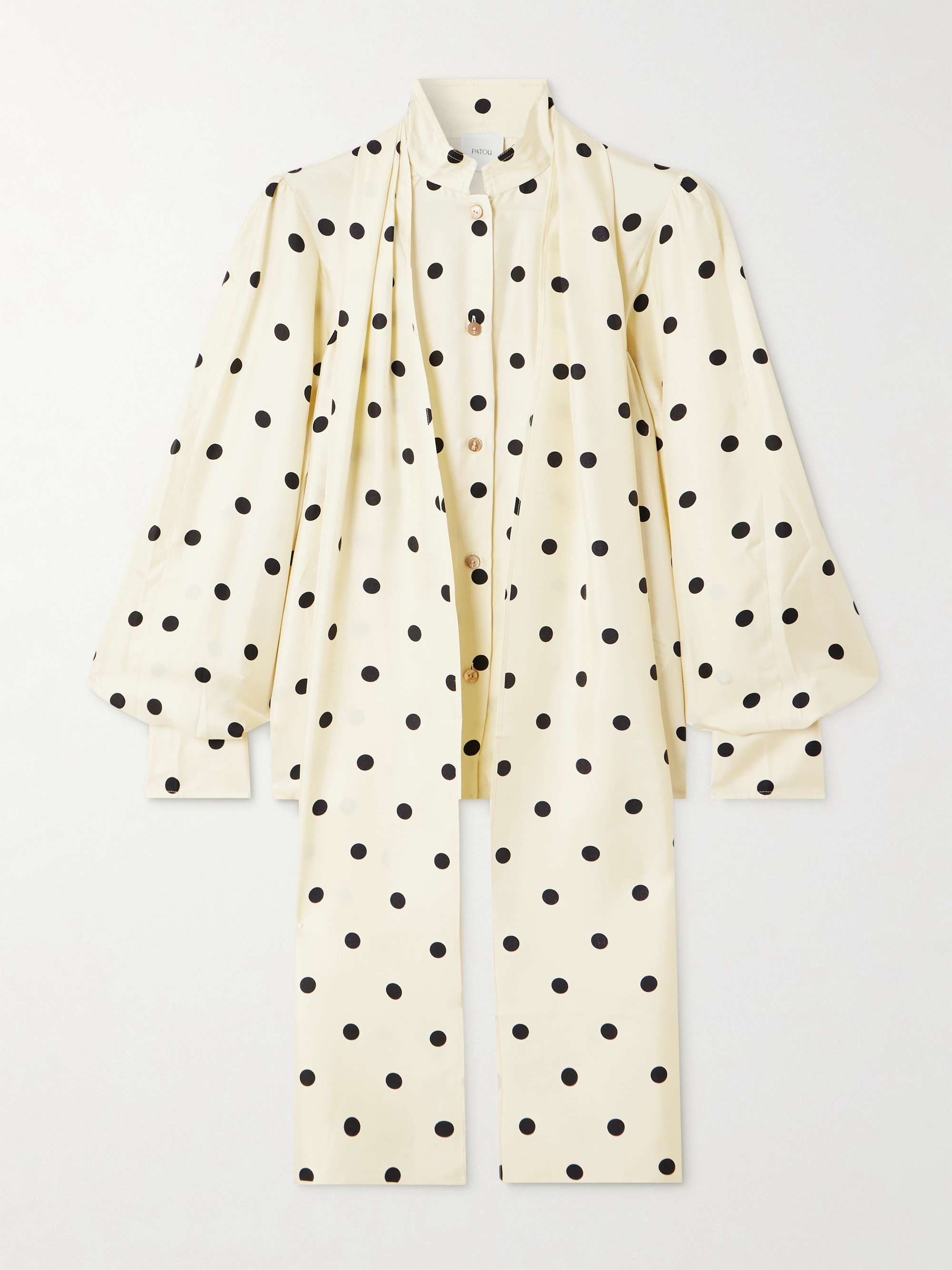 Pussy-bow polka-dot silk-twill blouse view