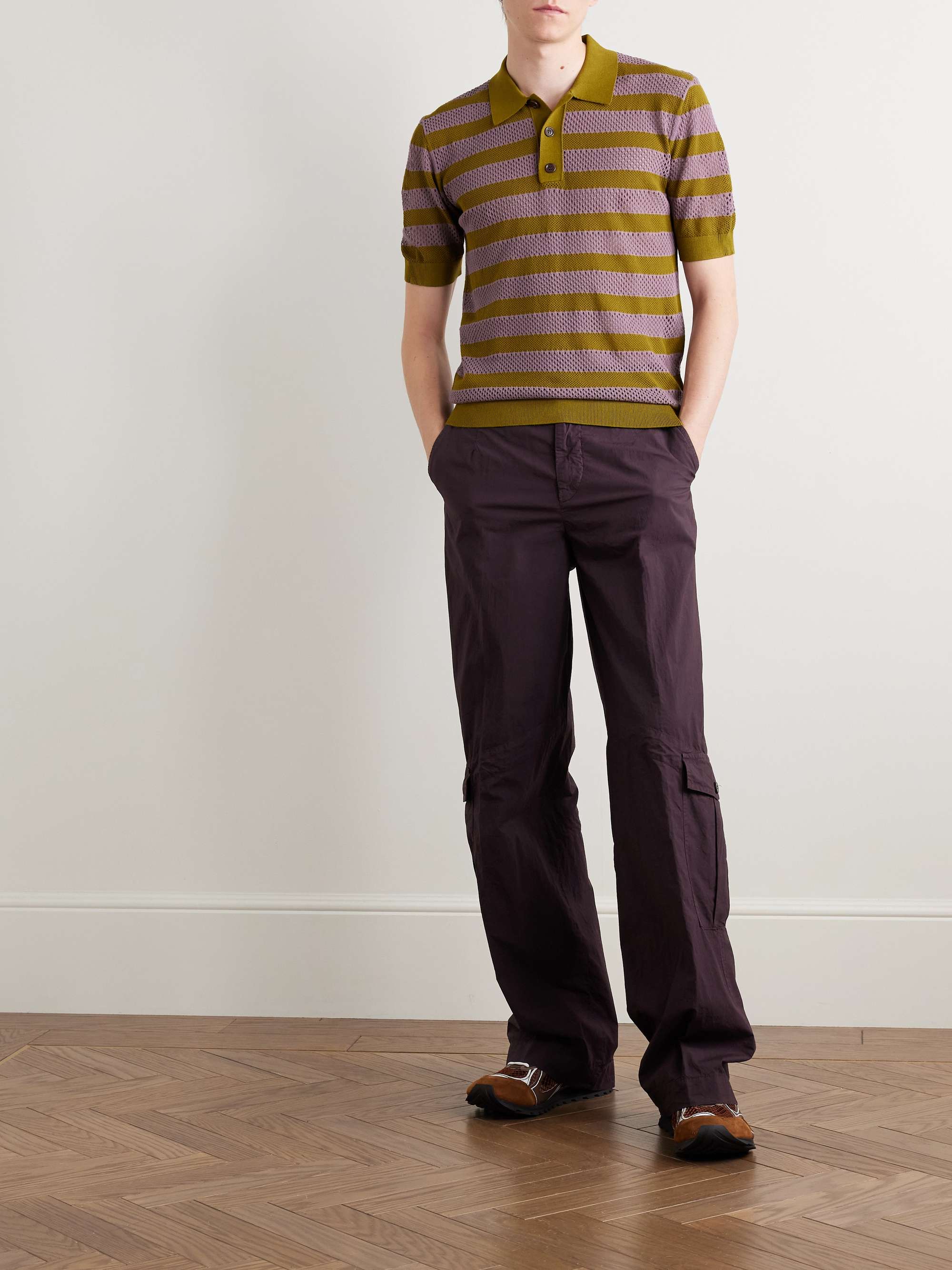 Wide-Leg Garment-Dyed Cotton-Poplin Cargo Trousers view
