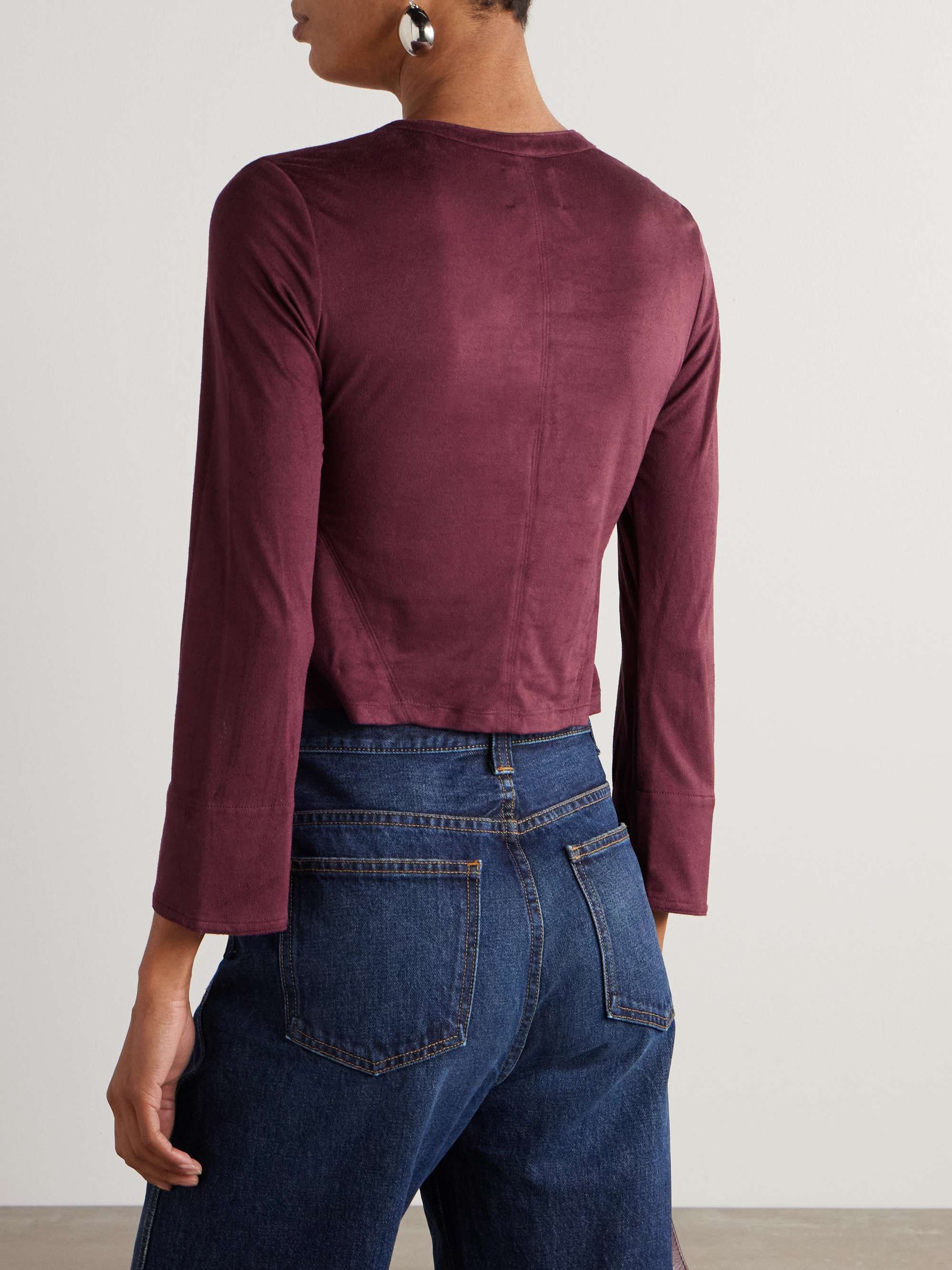 Seatle cropped lace-up brushed stretch-jersey top view