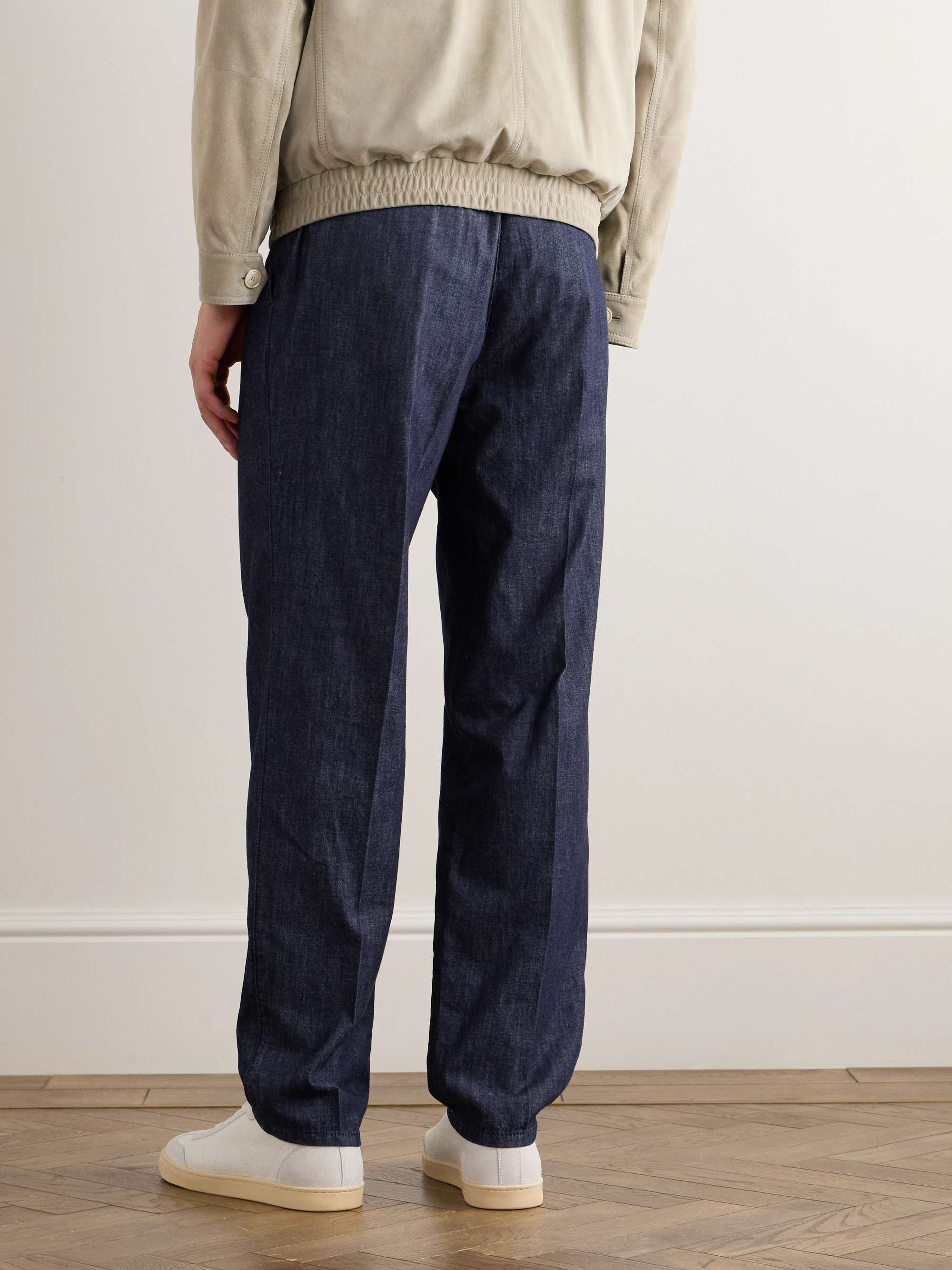 Pleated Denim Drawstring Trousers view