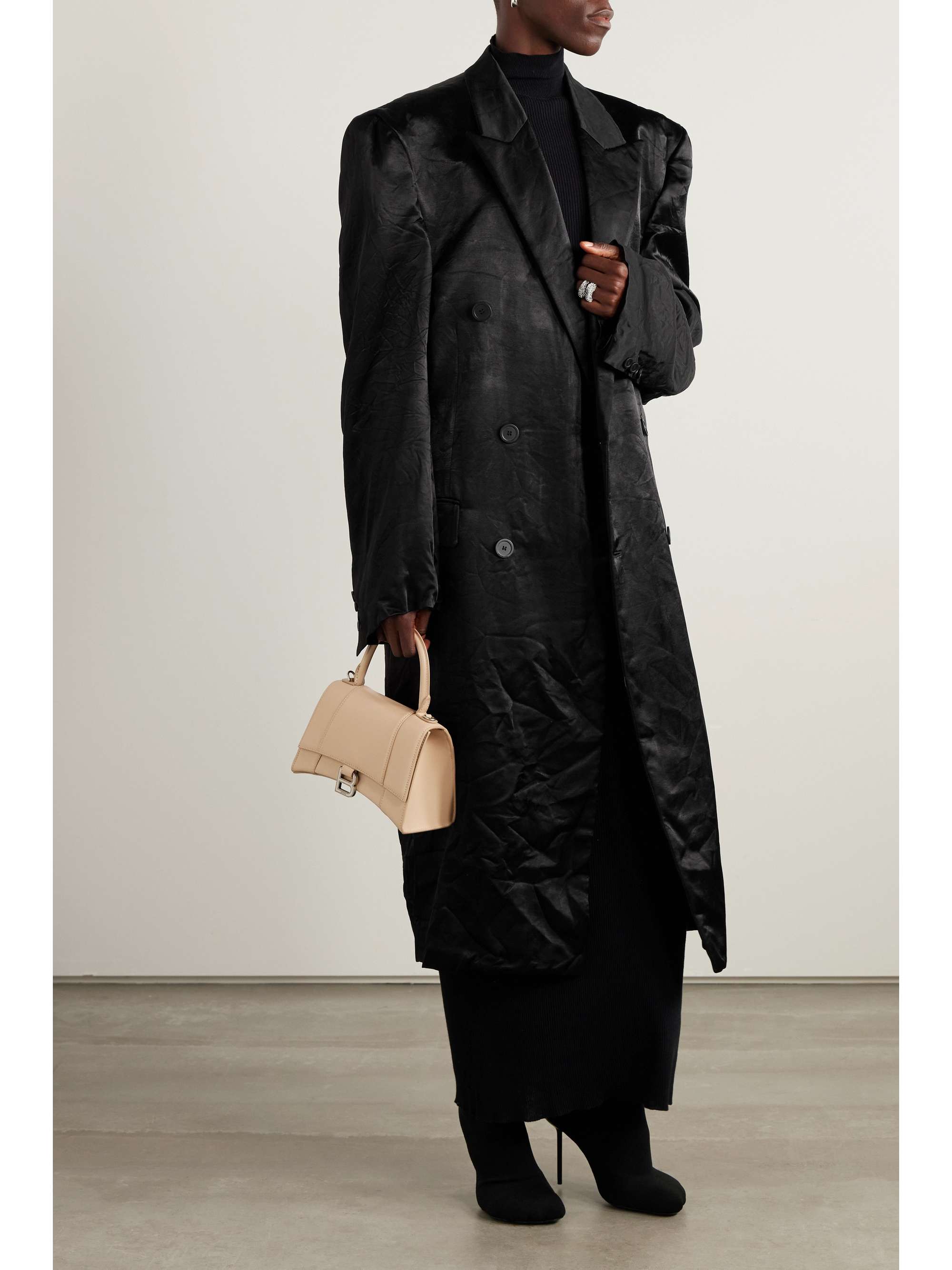Crinkled-satin coat view