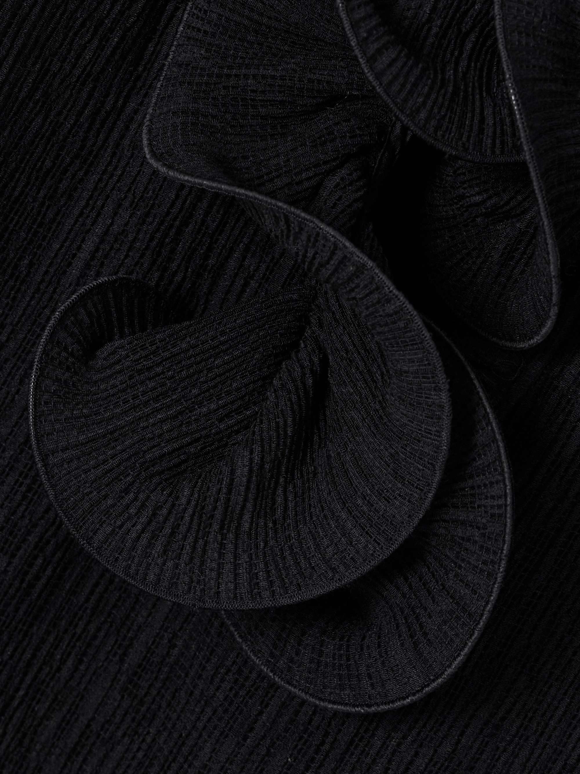Appliquéd ruffled ribbed Lyocell-blend mini dress view