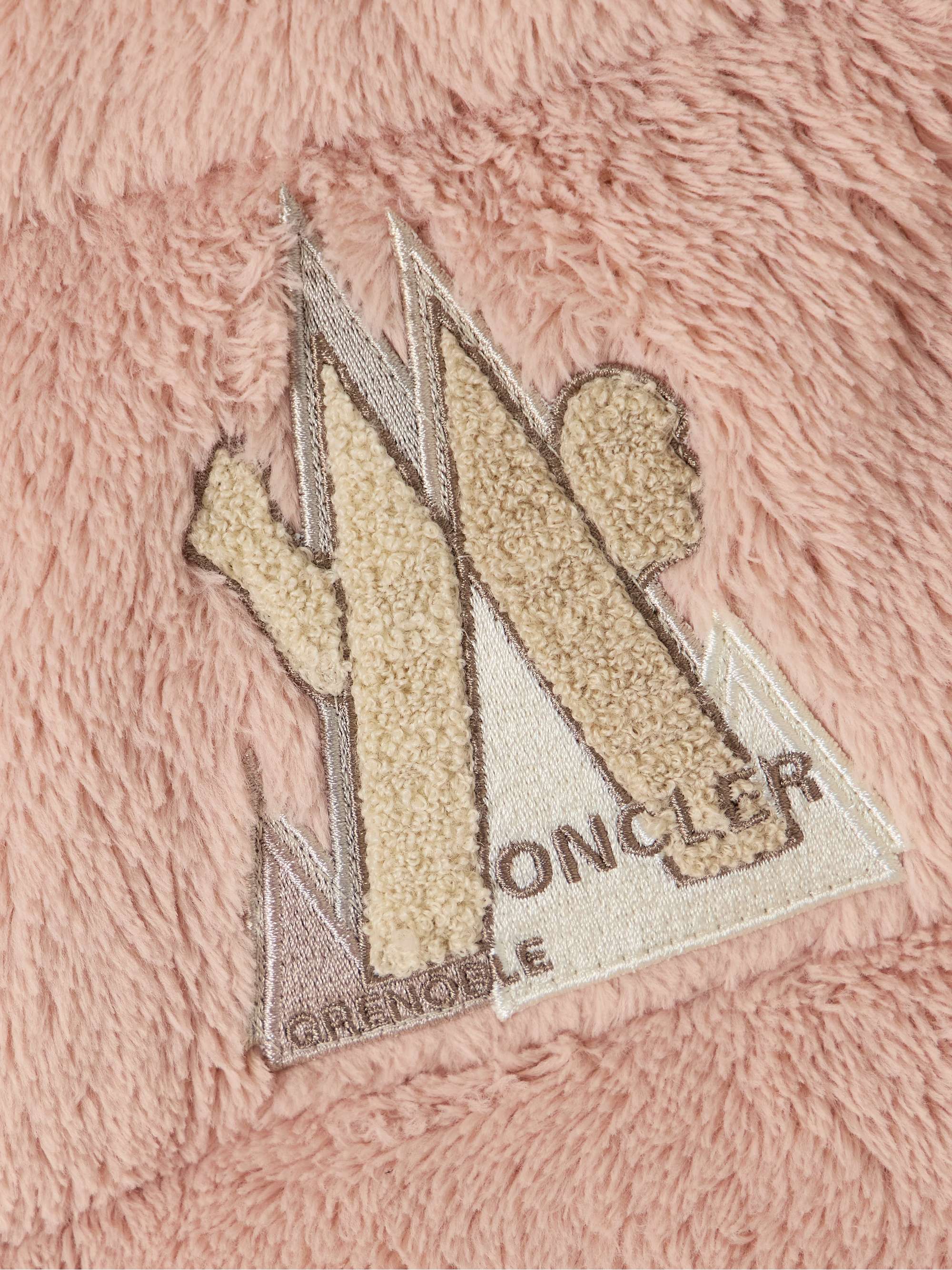 Logo-embroidered twill-trimmed quilted fleece down jacket view