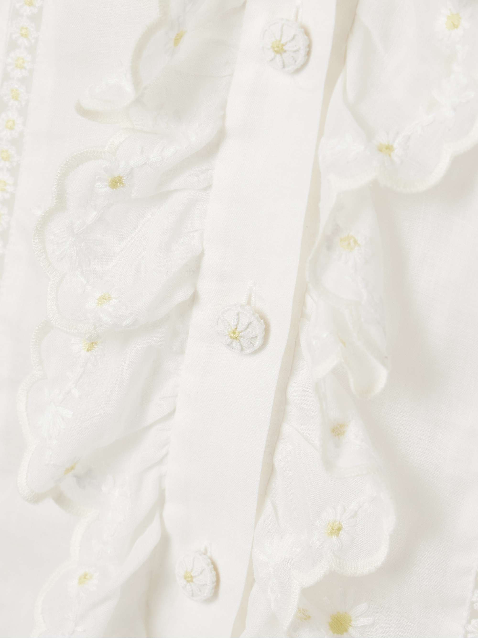 Acacia ruffled embroidered ramie blouse view