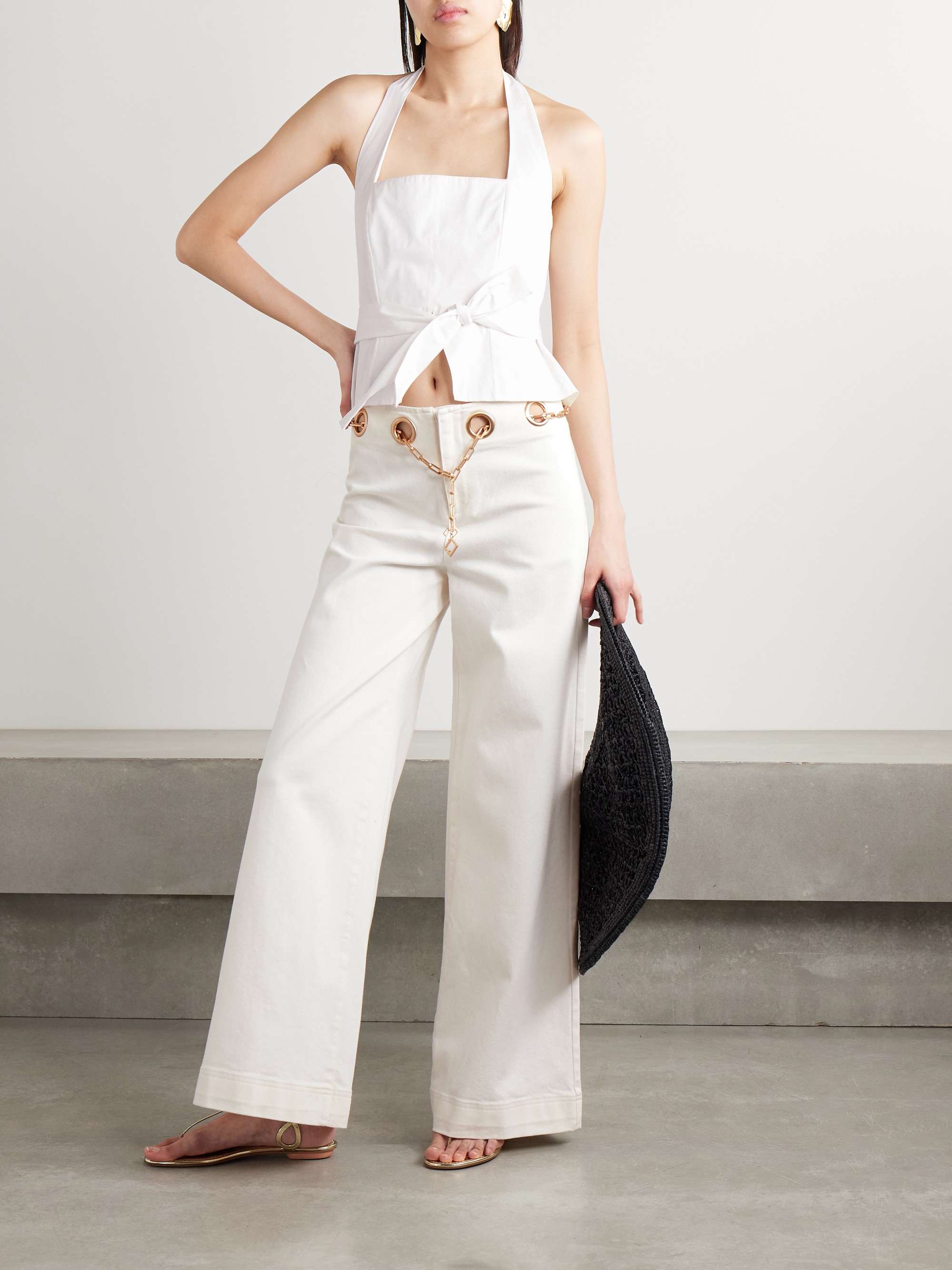 Sydney belted embellished low-rise wide-leg jeans view