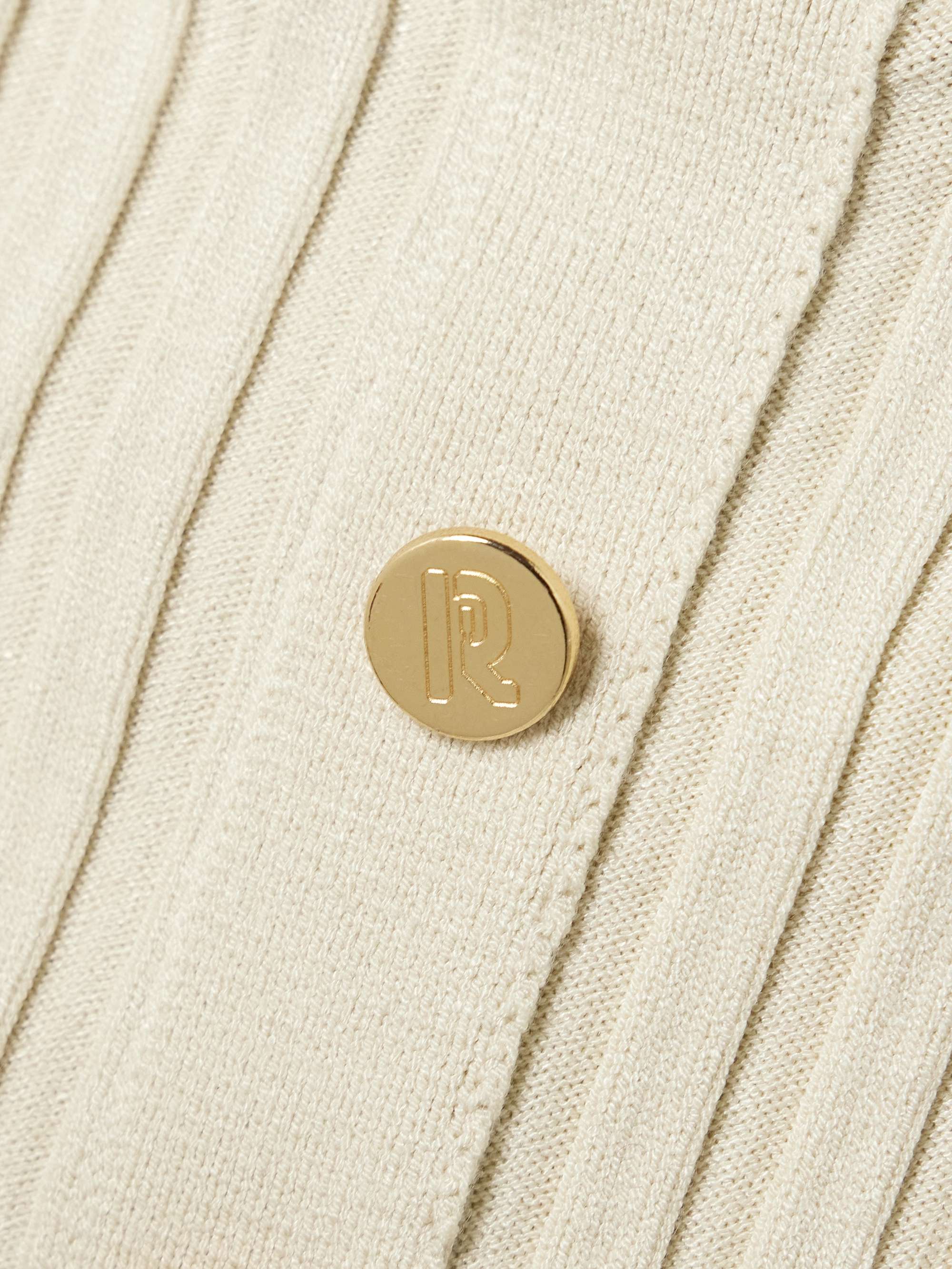 Scalloped paneled ribbed-knit midi dress view