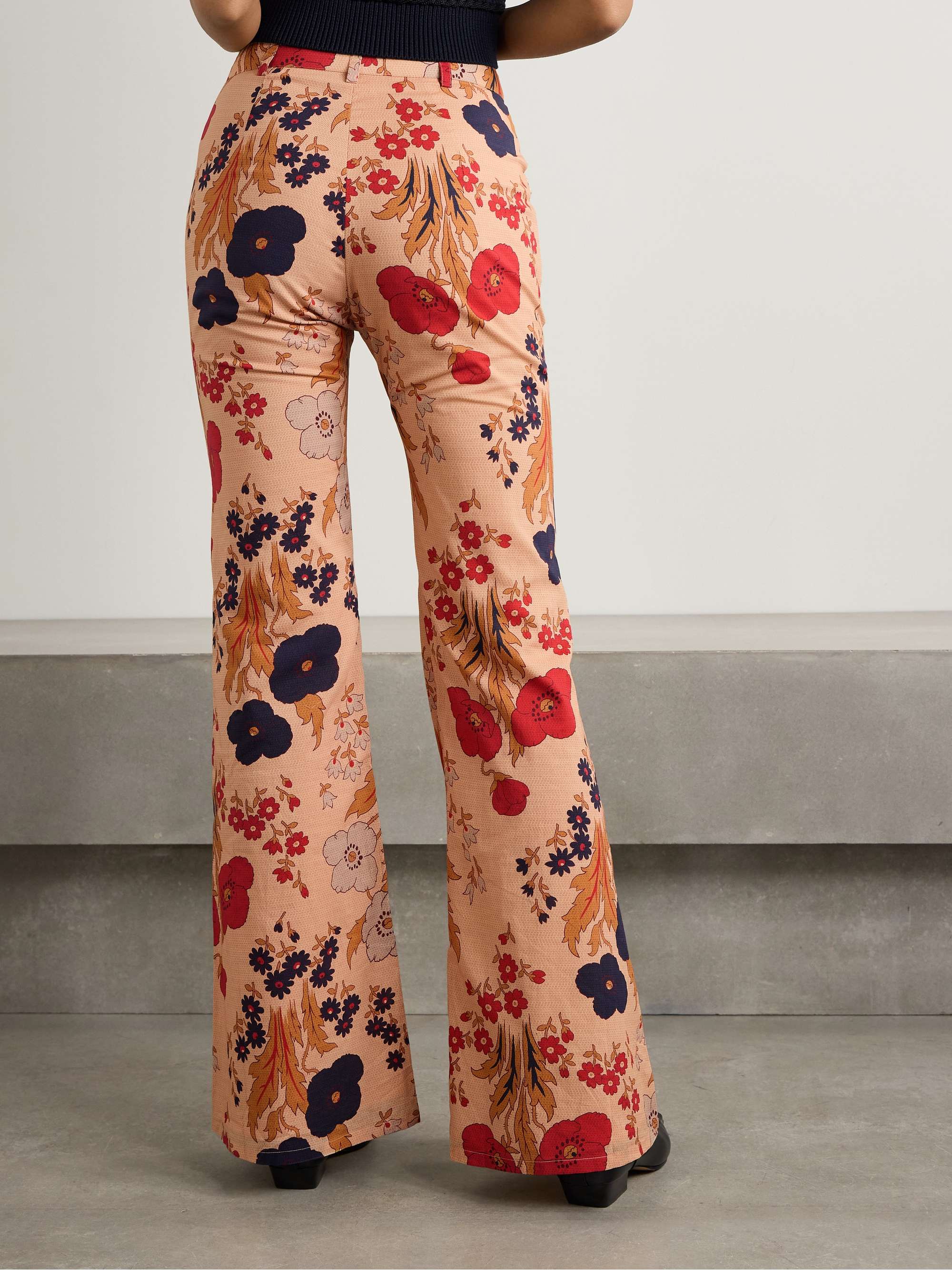 Bunny bead-embellished floral-print cotton-voile flared pants view
