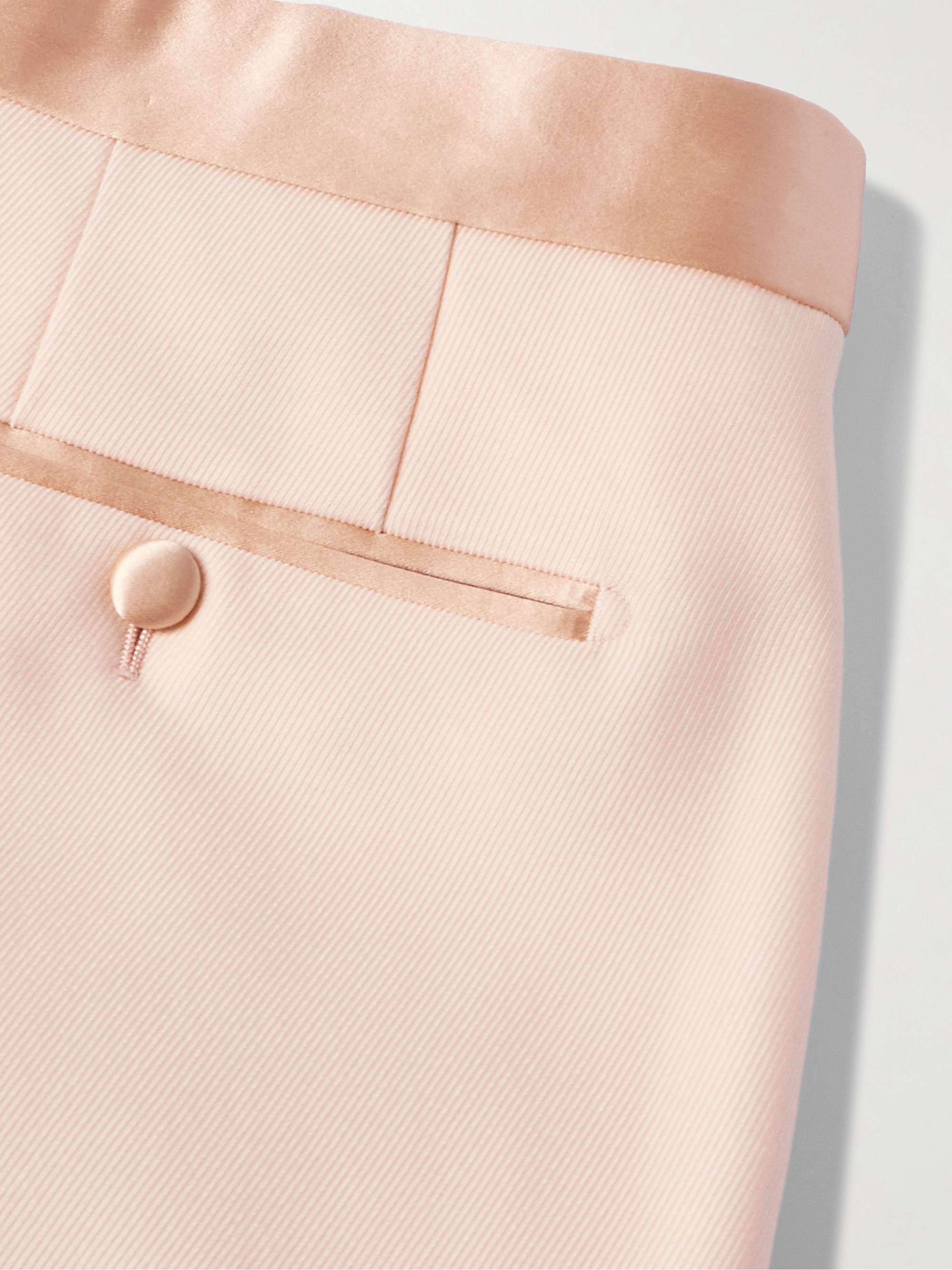 Tapered Satin-Trimmed Wool and Silk-Blend Twill Tuxedo Trousers view