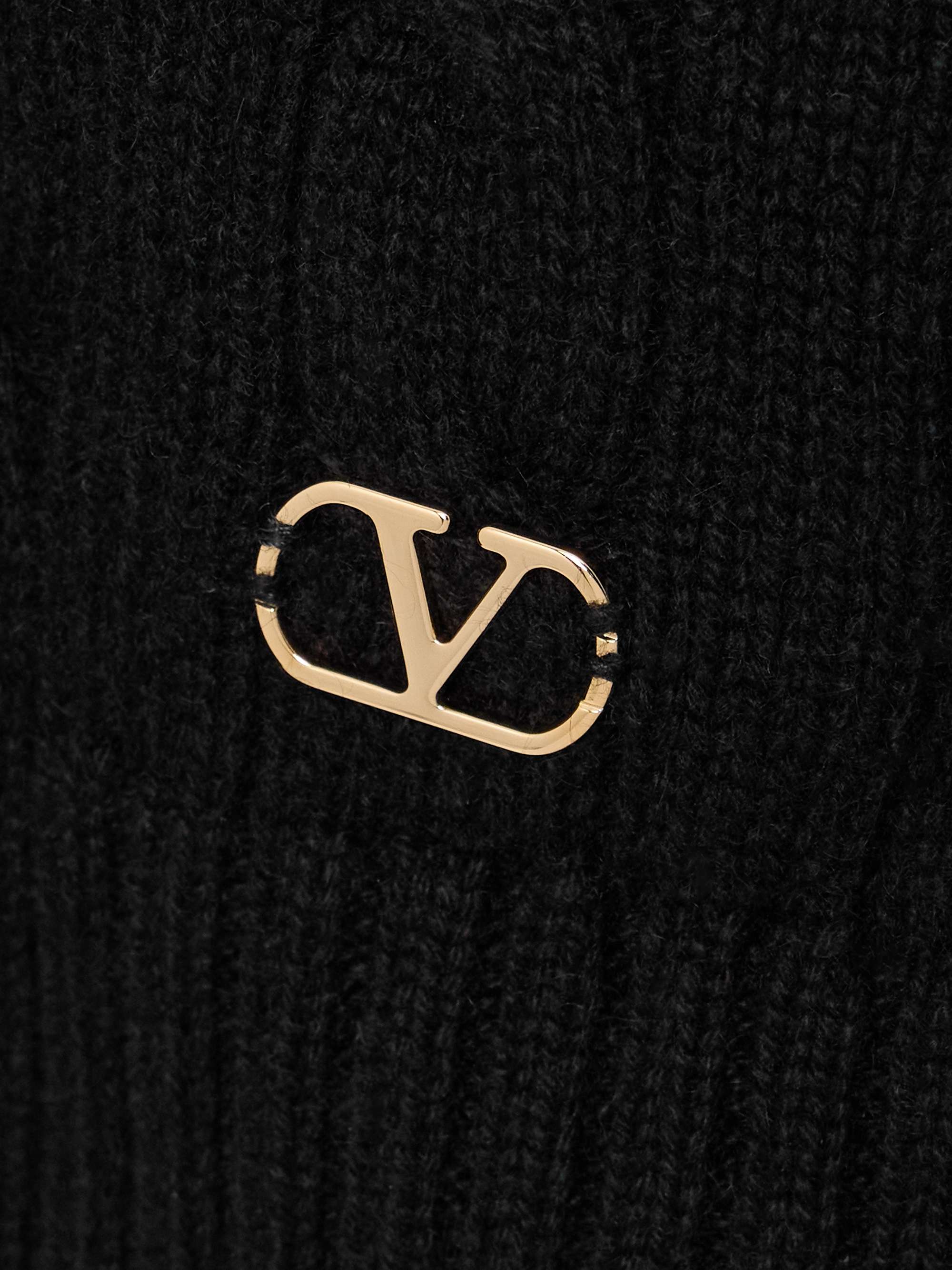 Ruffle-trimmed embellished cable-knit cashmere sweater view