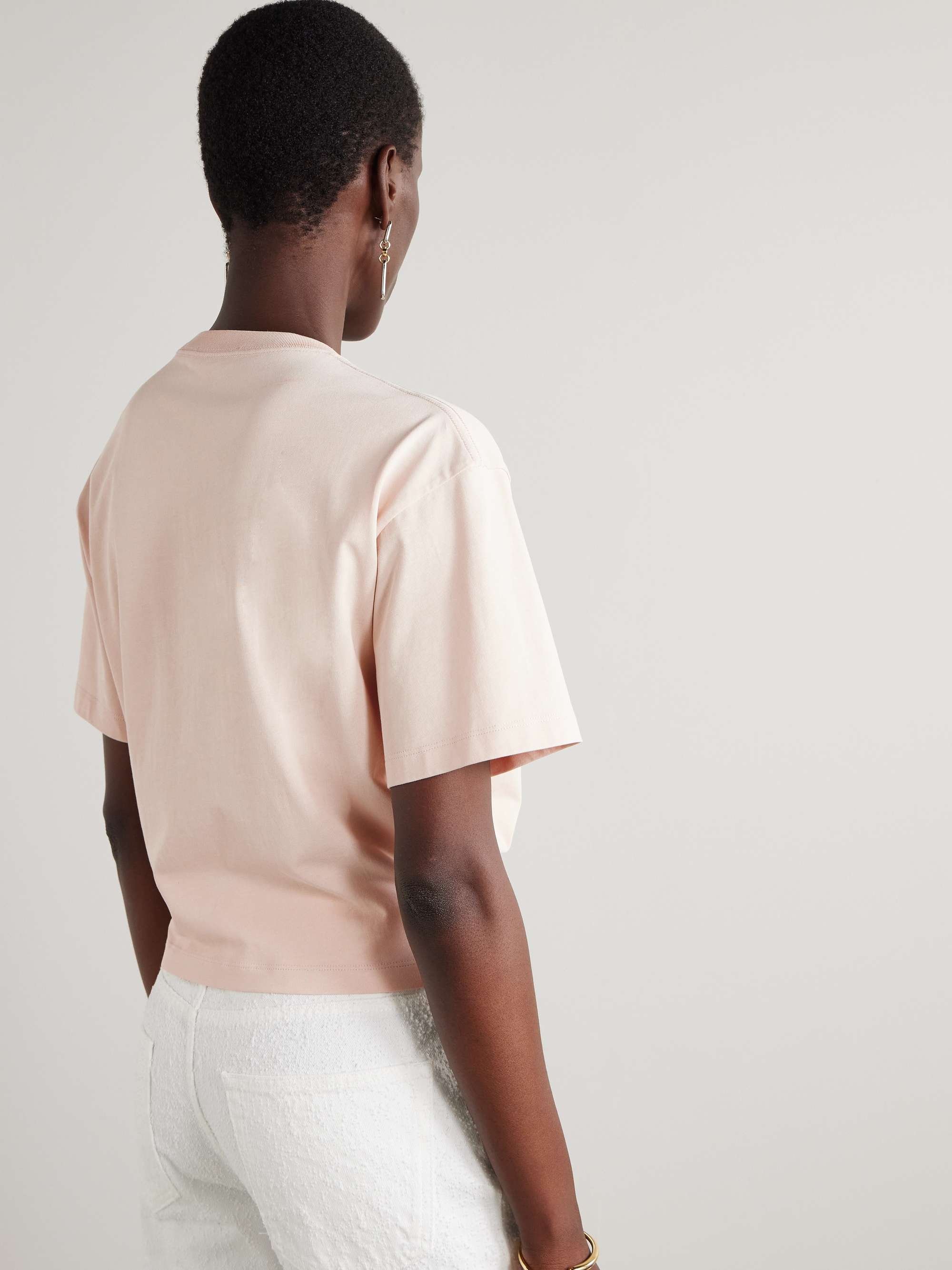 Cropped embellished cotton-jersey T-shirt view