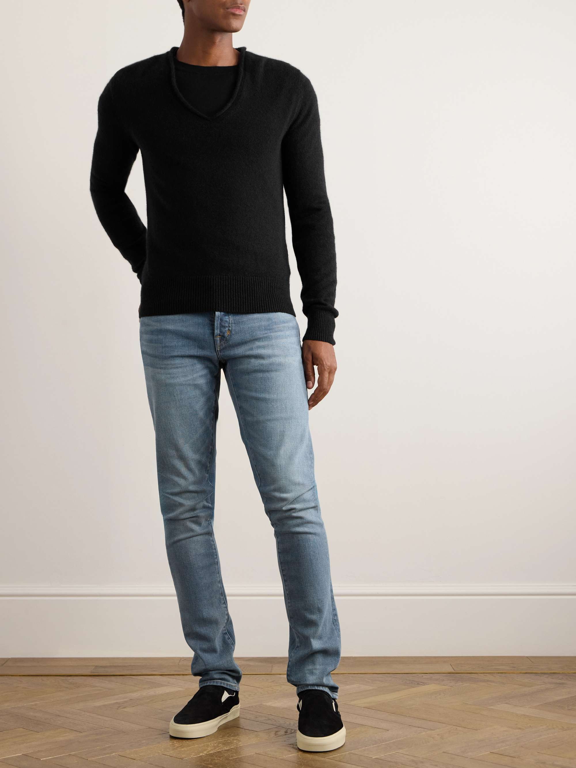 Slim-Fit Cashmere and Silk-Blend Sweater view