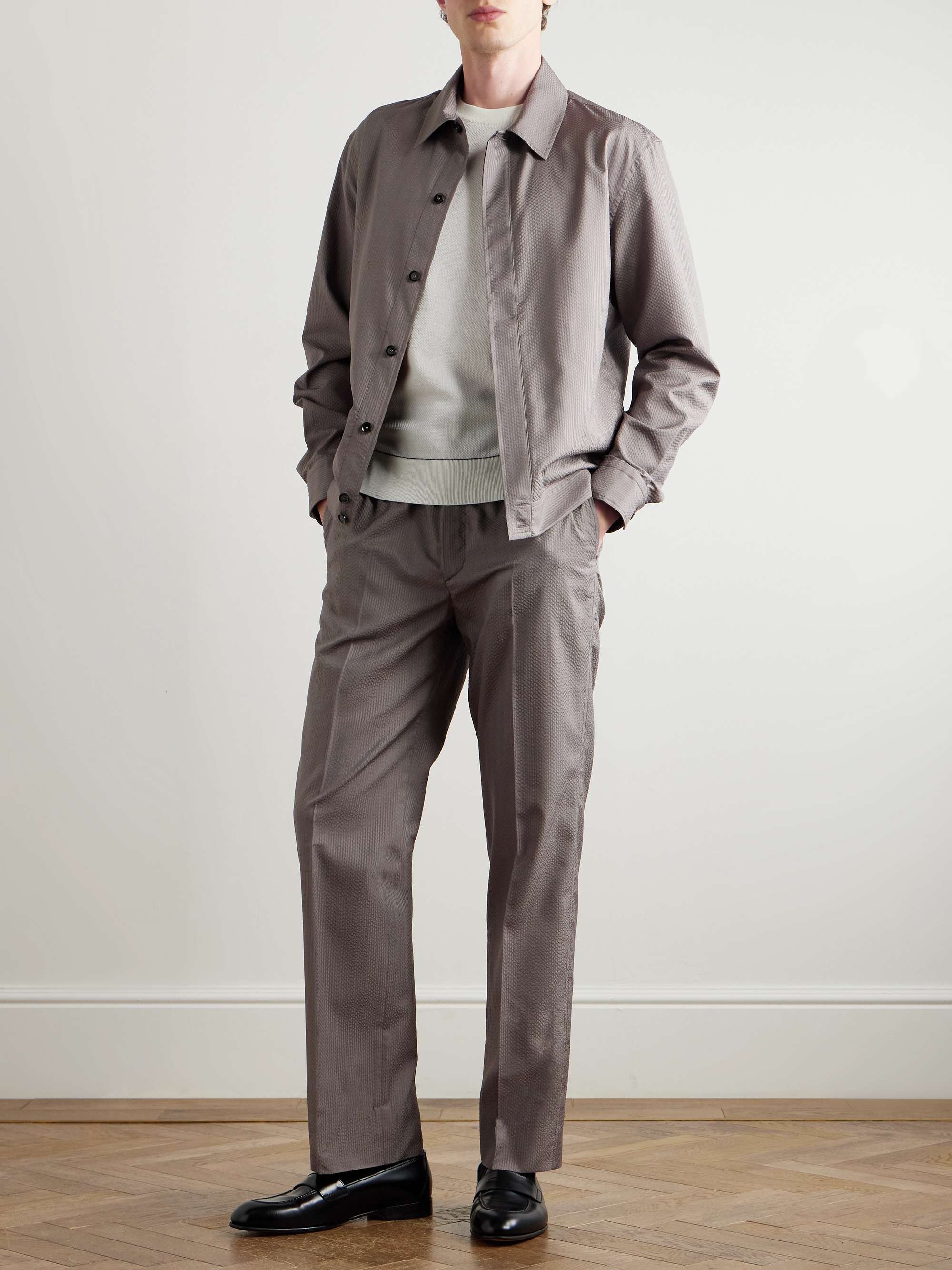 Herringbone Silk-Seersucker Overshirt view