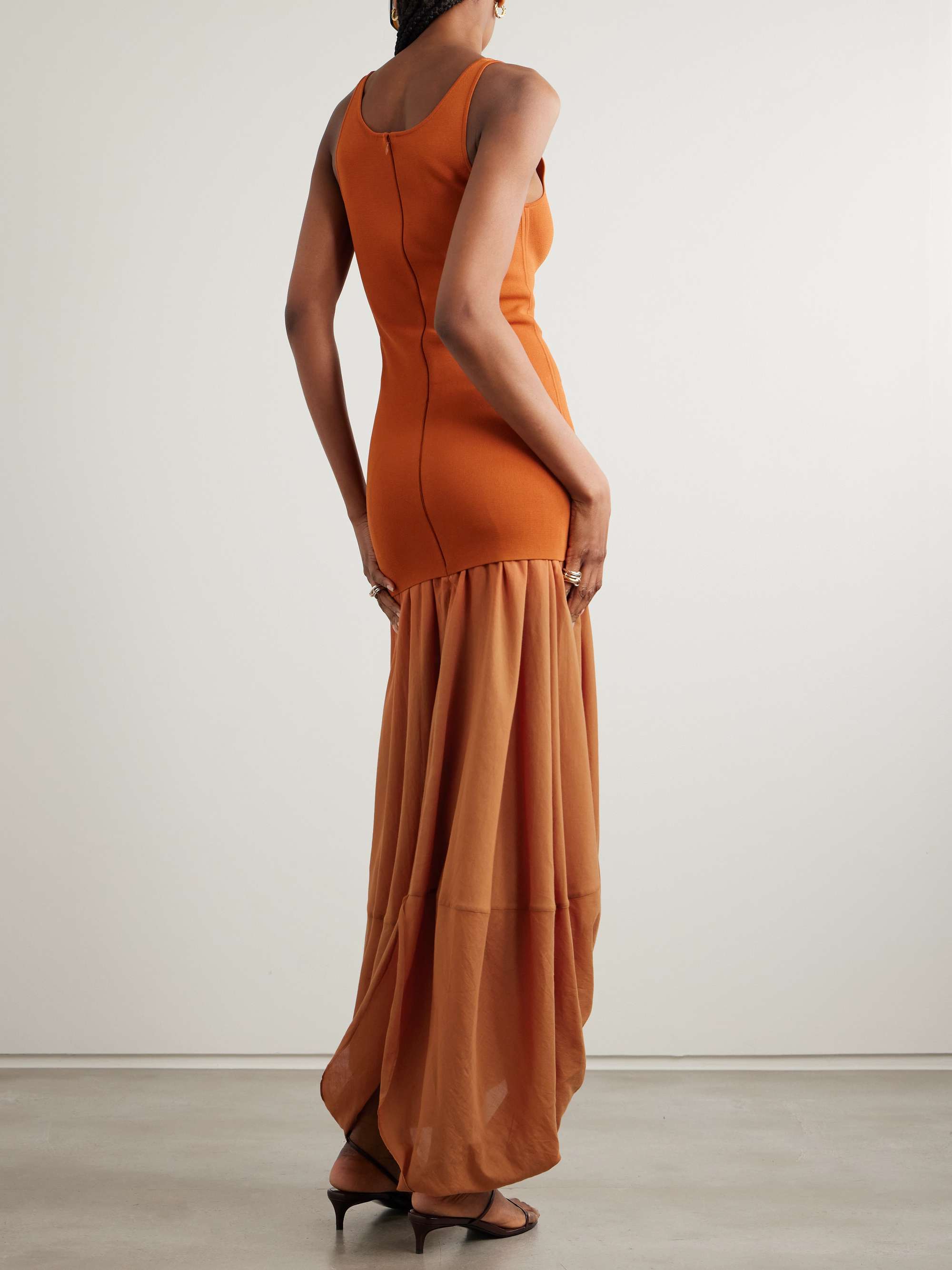 Cocoon draped voile and stretch-knit maxi dress view