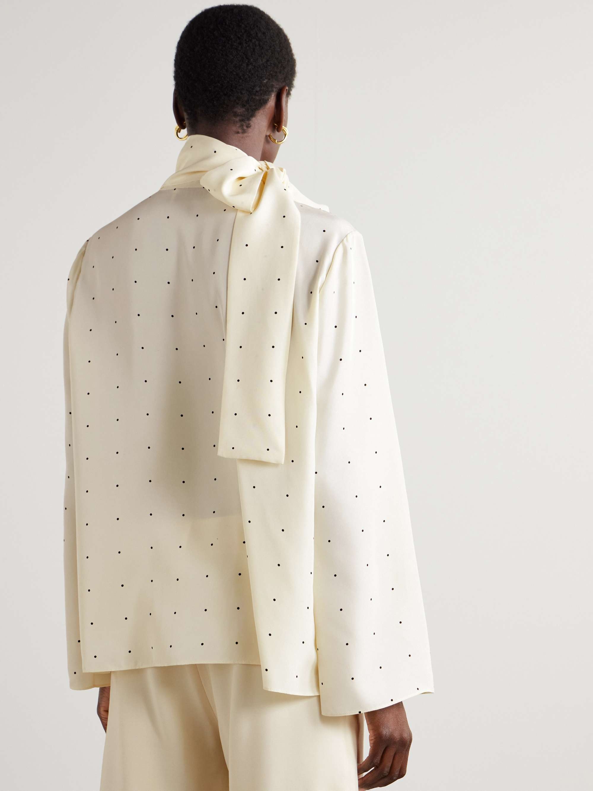Tie-detailed polka-dot silk blouse view