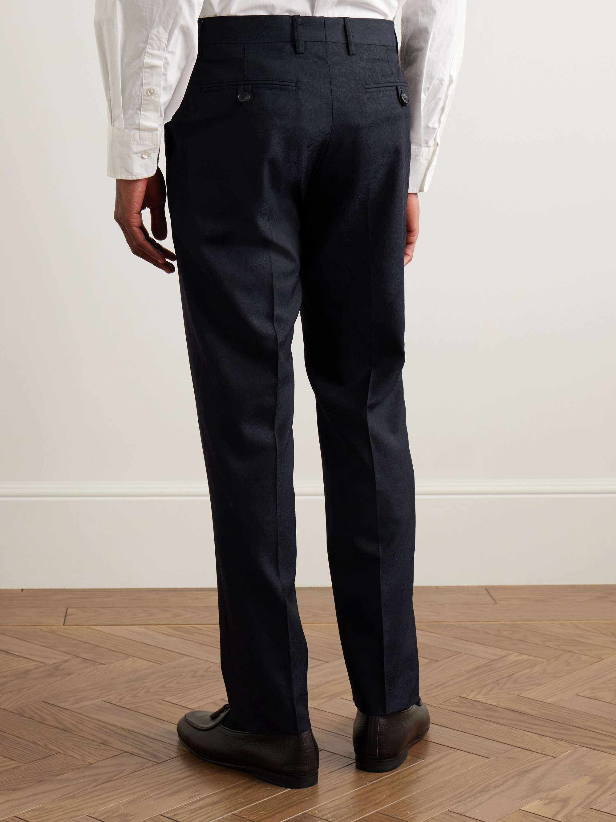 Slim-Fit Straight-Leg Wool and Silk-Blend Jacquard Tuxedo Trousers view