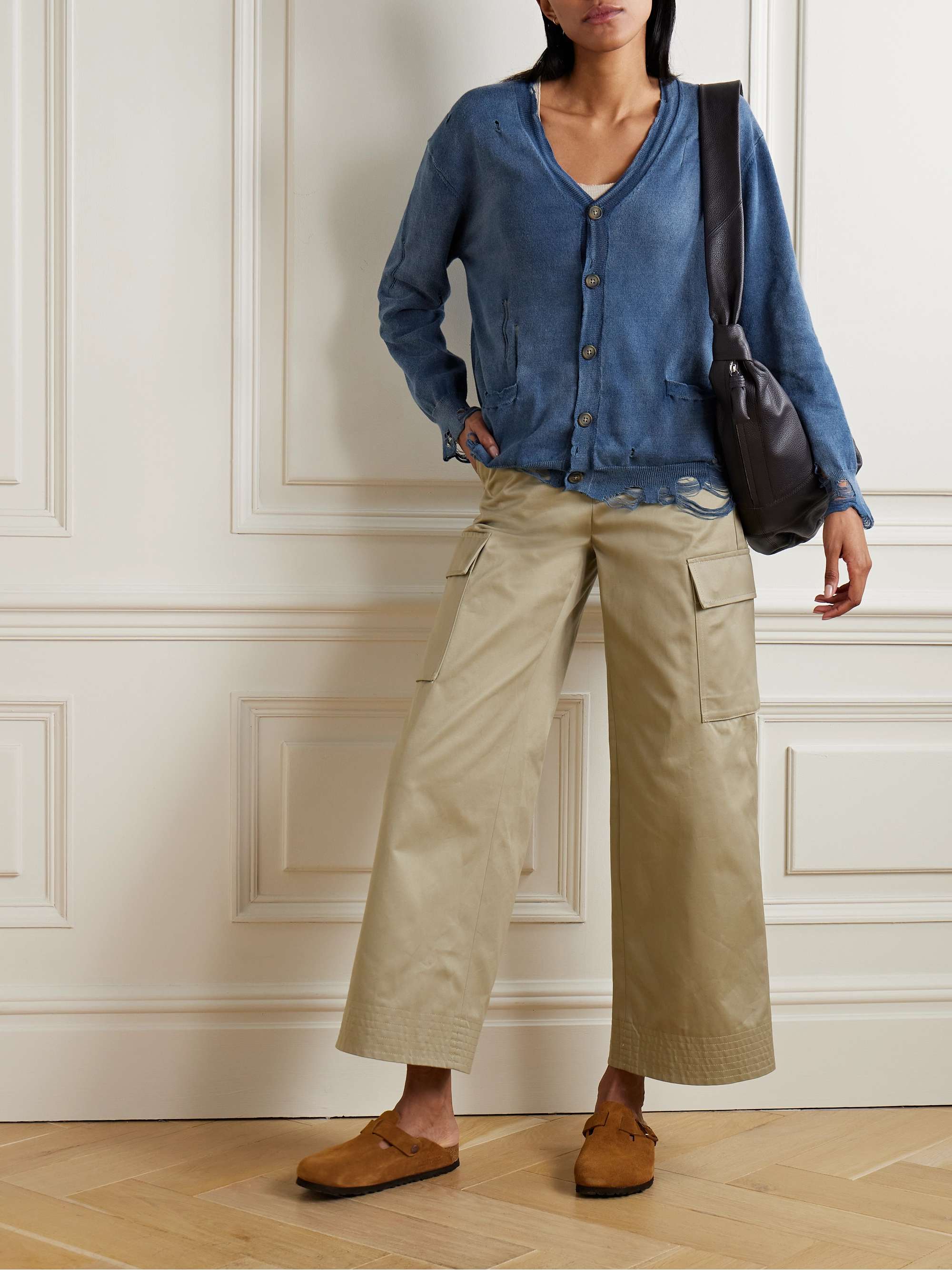 Distressed cotton cardigan view
