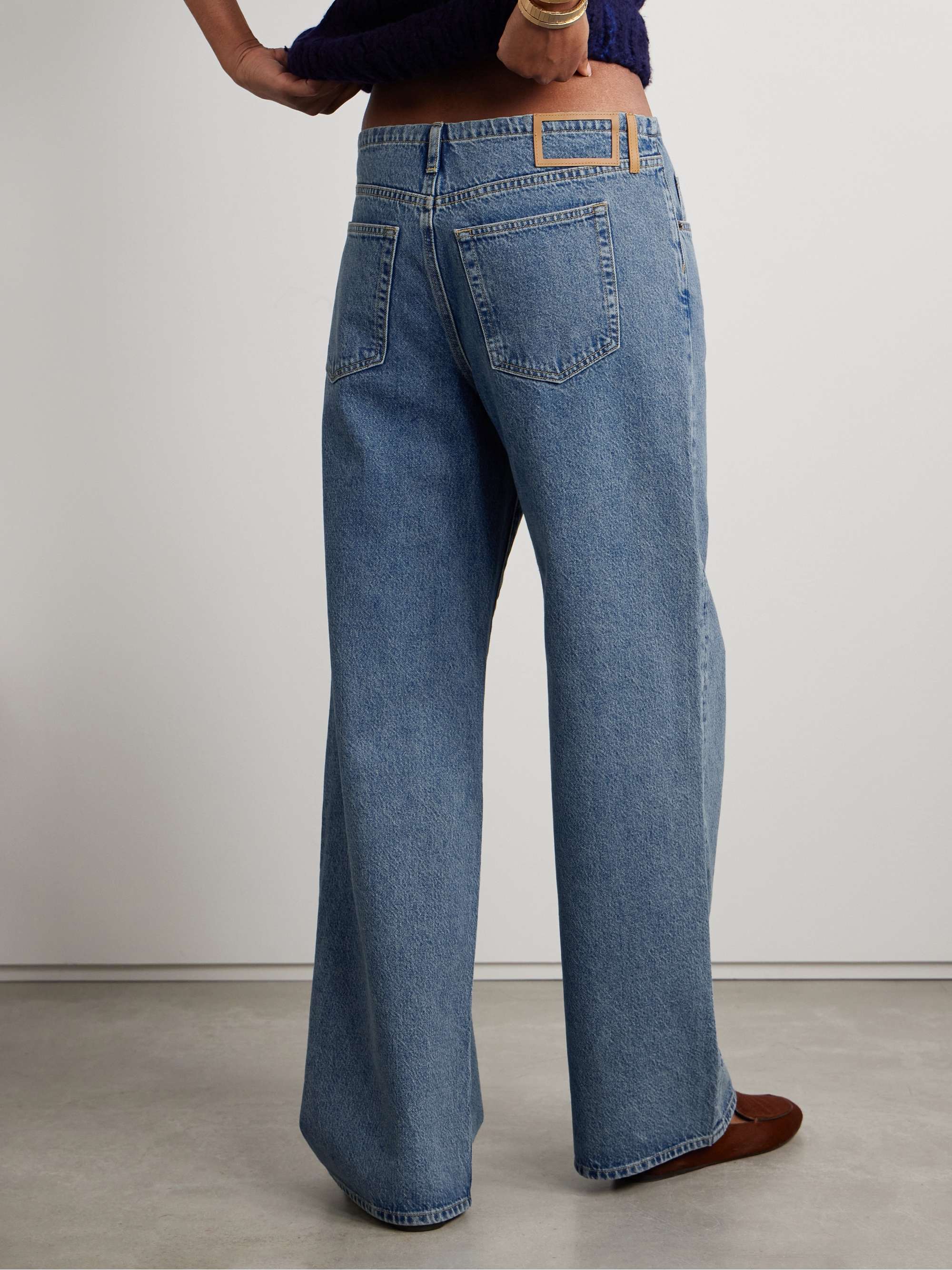Jenny Drawstring organic mid-rise wide-leg jeans view