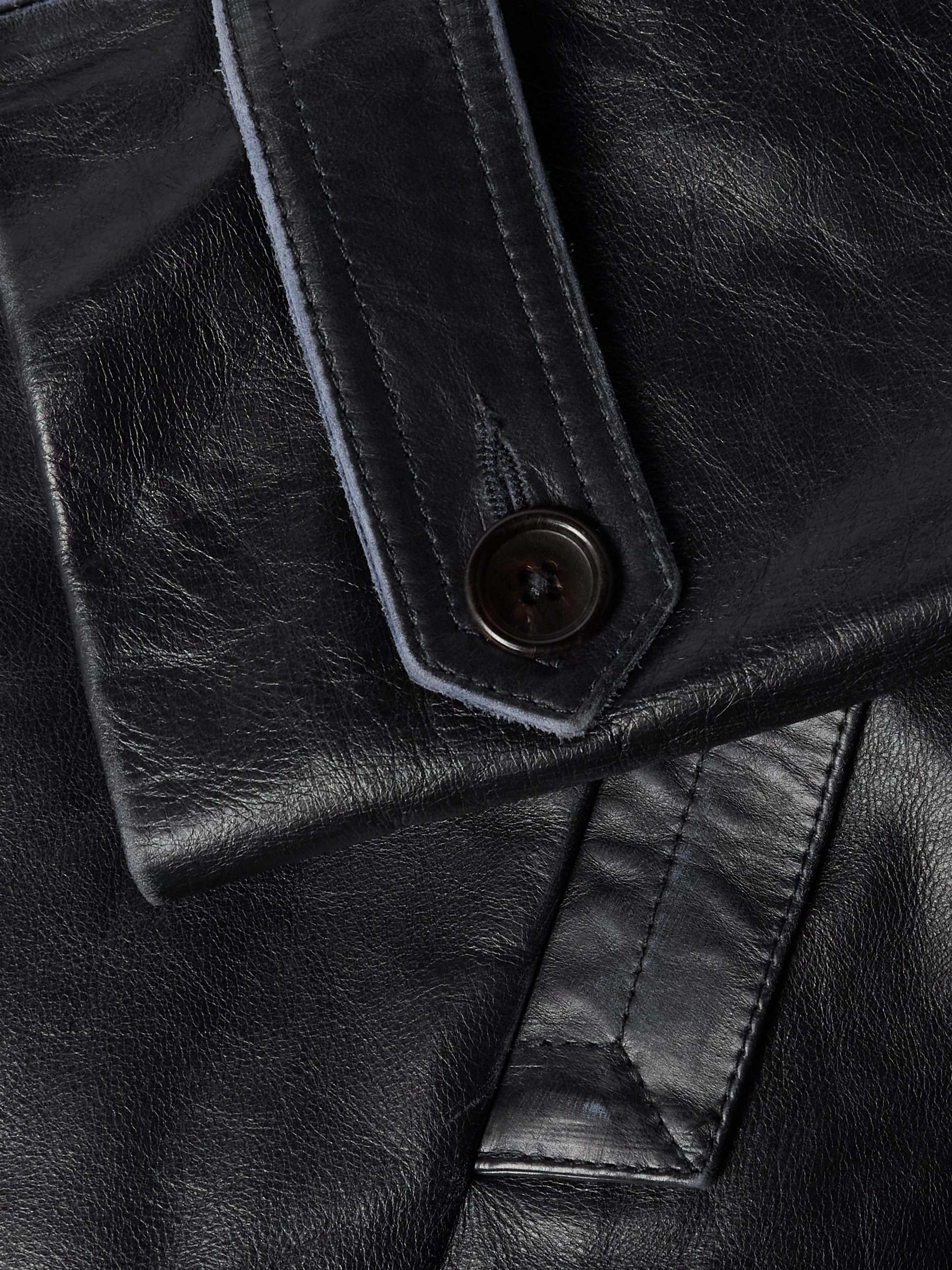 Belted Panelled Leather Trench Coat view