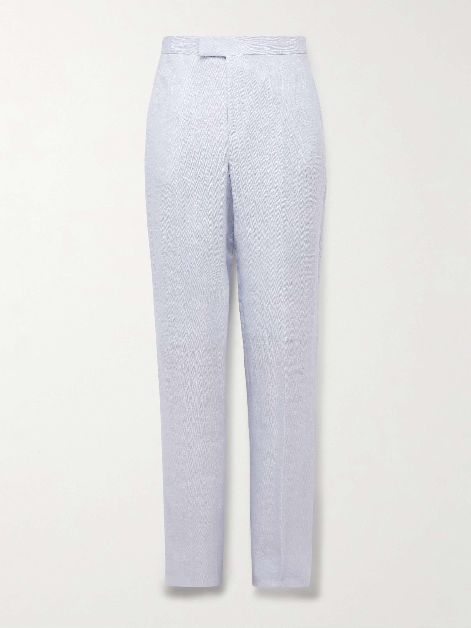 Slim-Fit Herringbone Linen and Silk-Blend Suit Trousers view