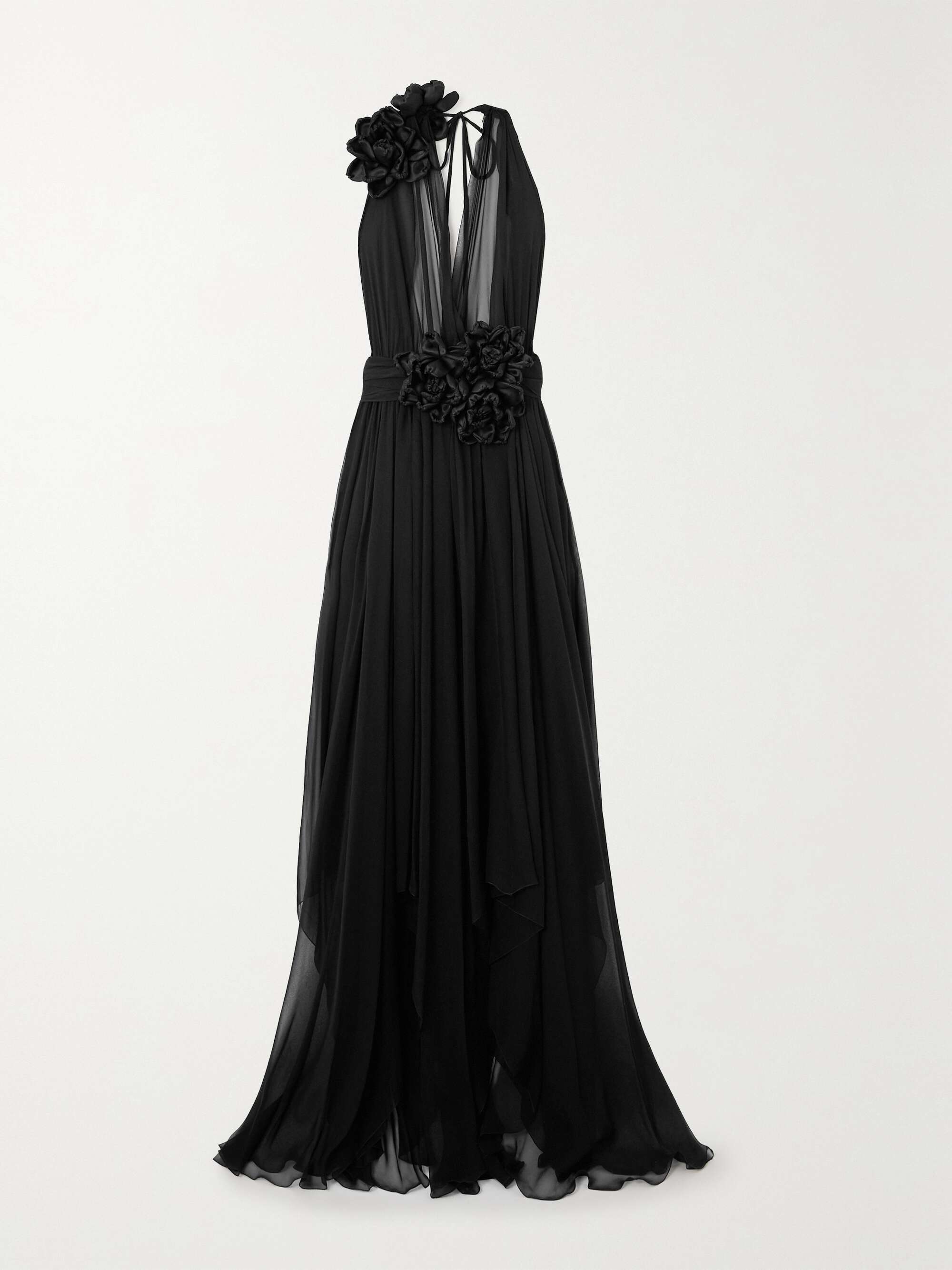 Appliquéd chiffon and crepe de chine gown view