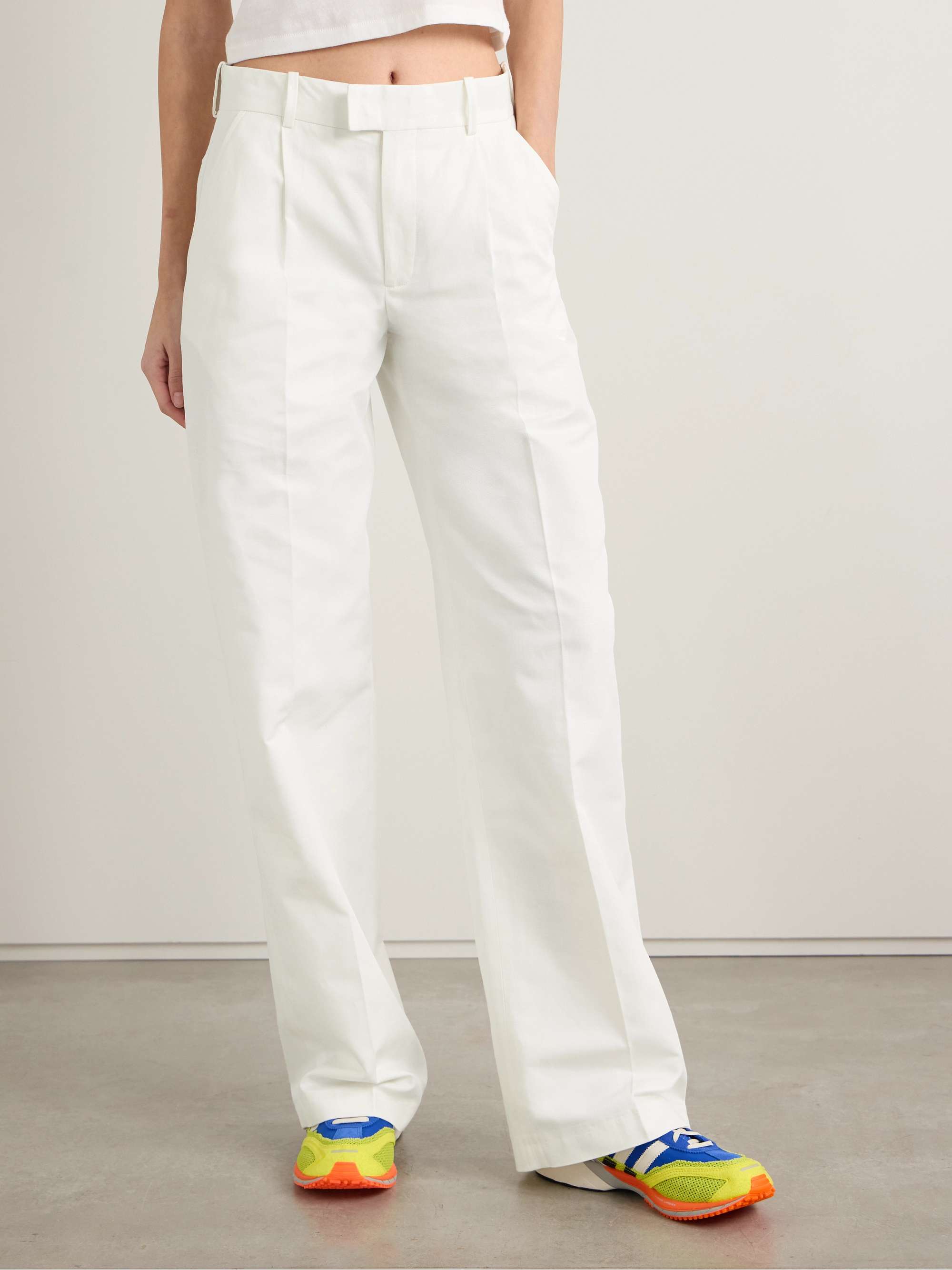 Everest pleated cotton-twill straight-leg pants view