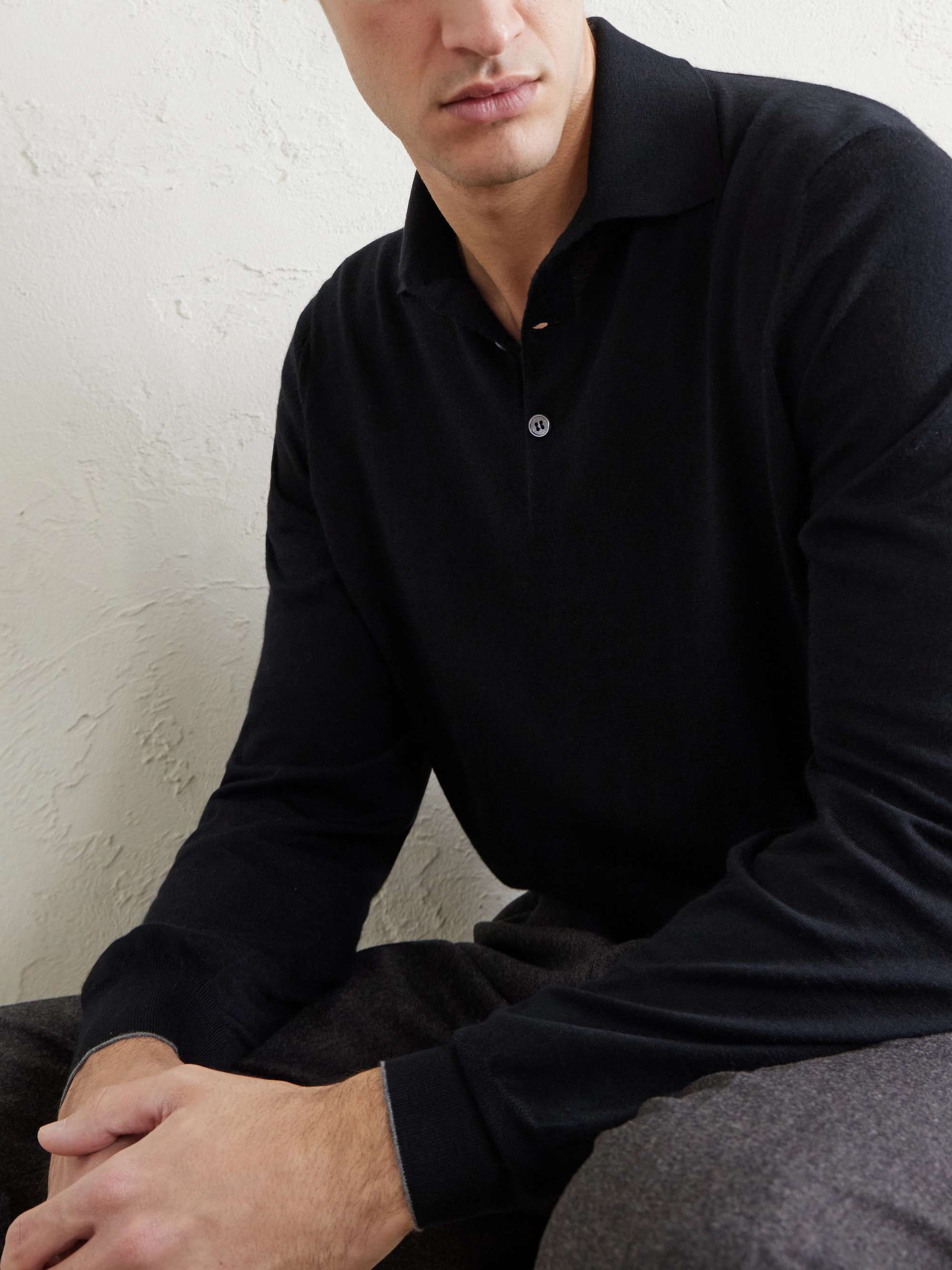 Virgin Wool and Cashmere-Blend Polo Shirt view