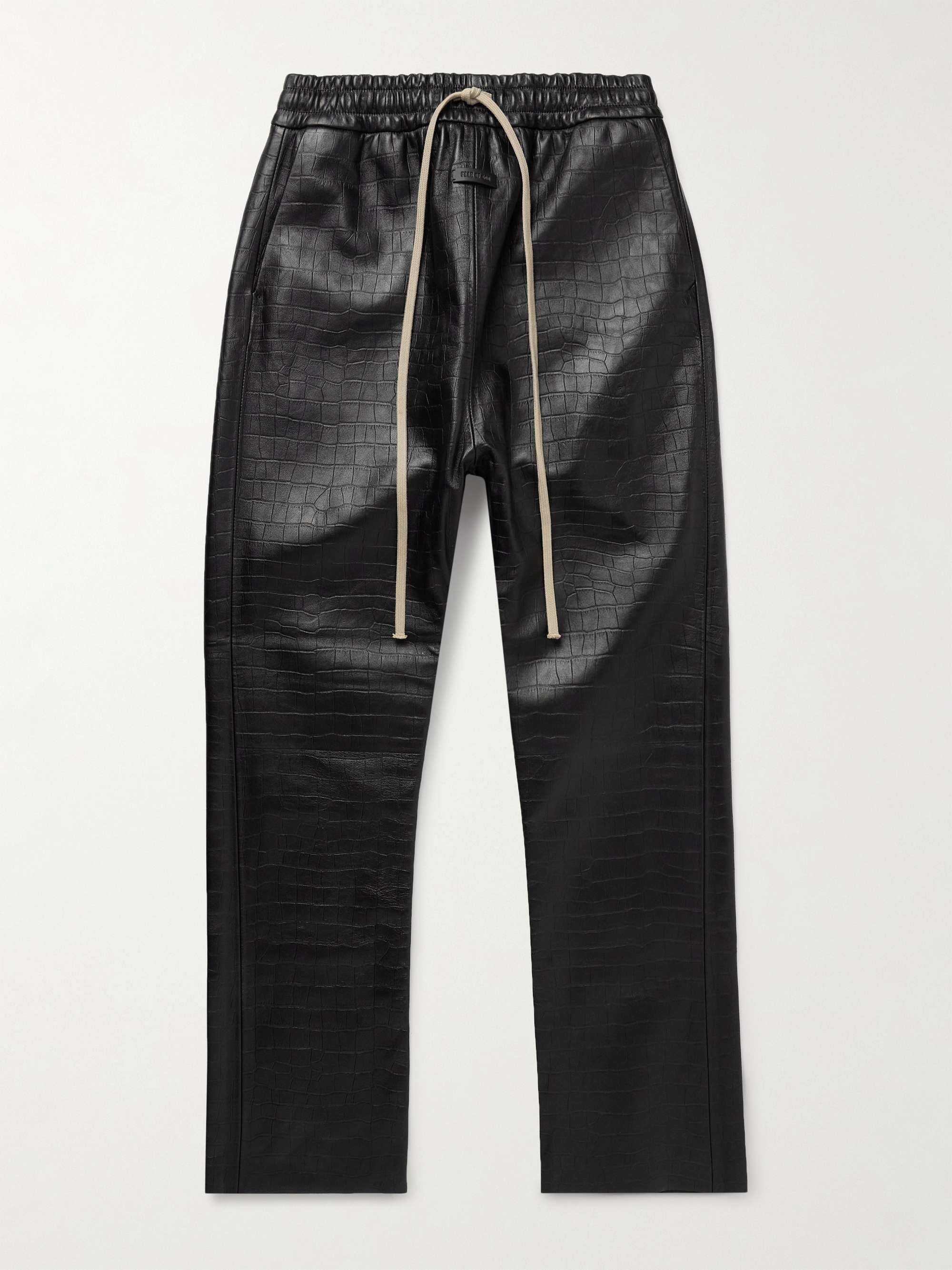 Forum Straight-Leg Croc-Effect Leather Drawstring Trousers view