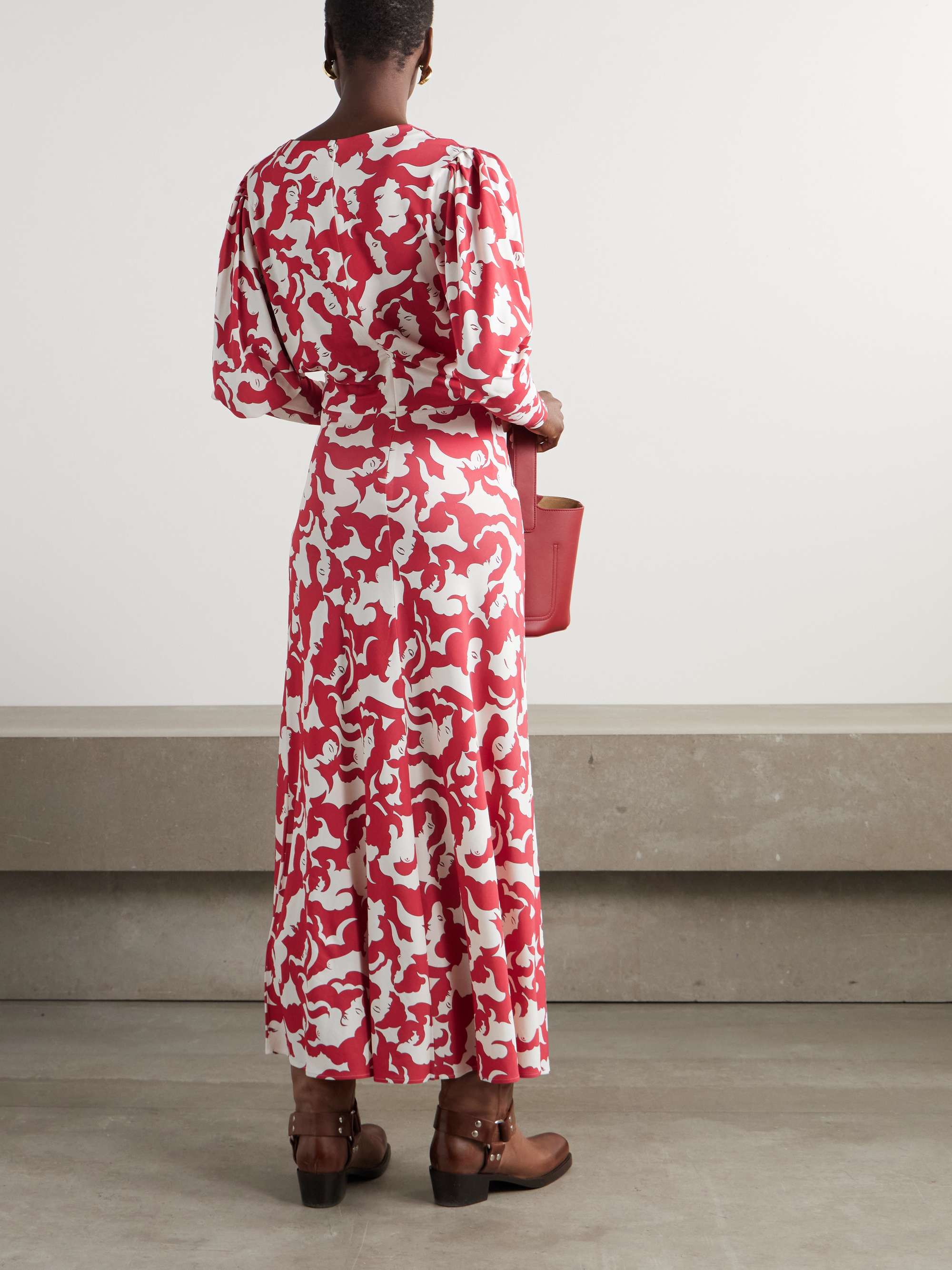 + MOTHER twist-front printed jersey midi dress view
