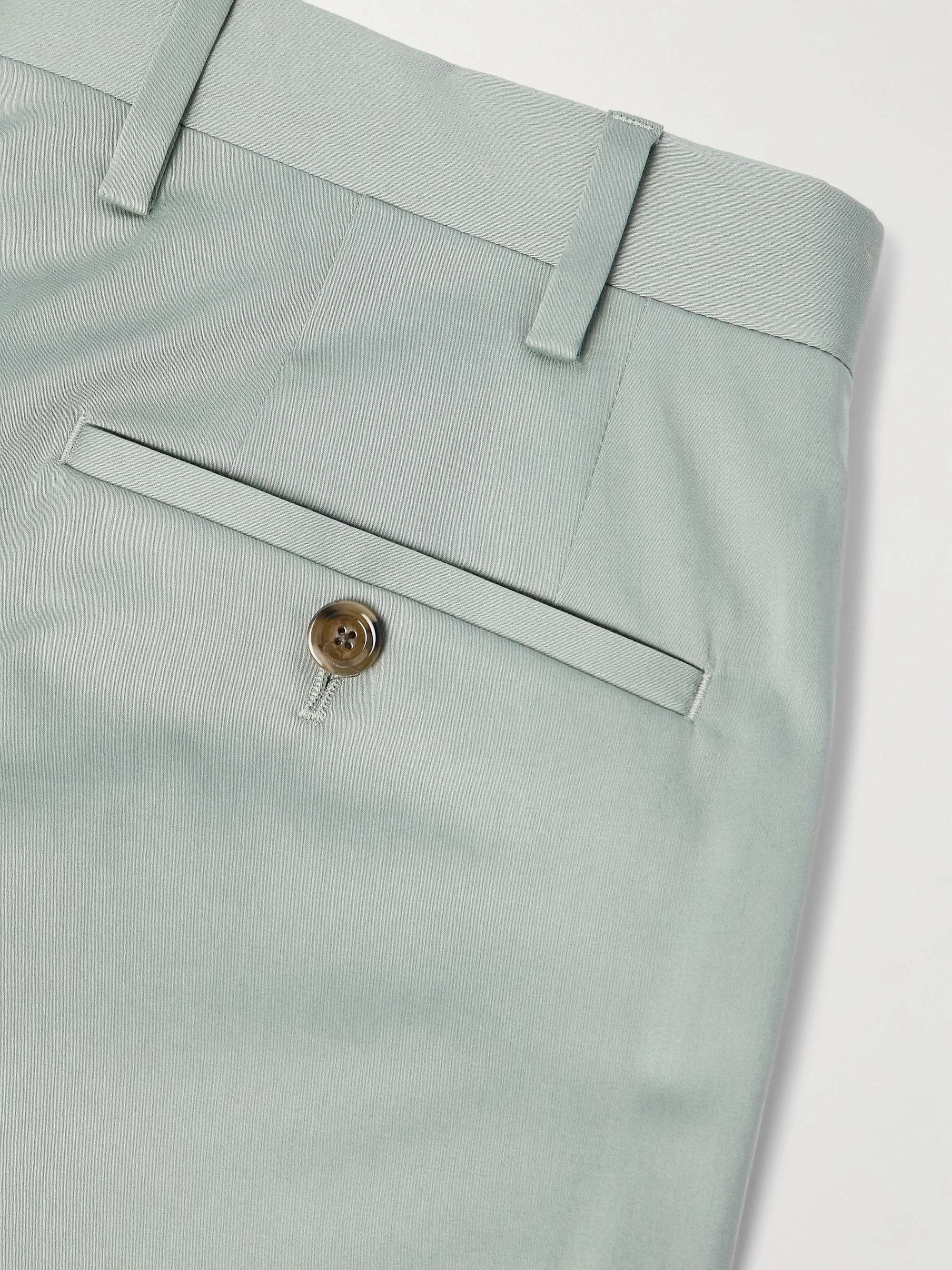 Straight-Leg Cotton-Blend Satin Suit Trousers view