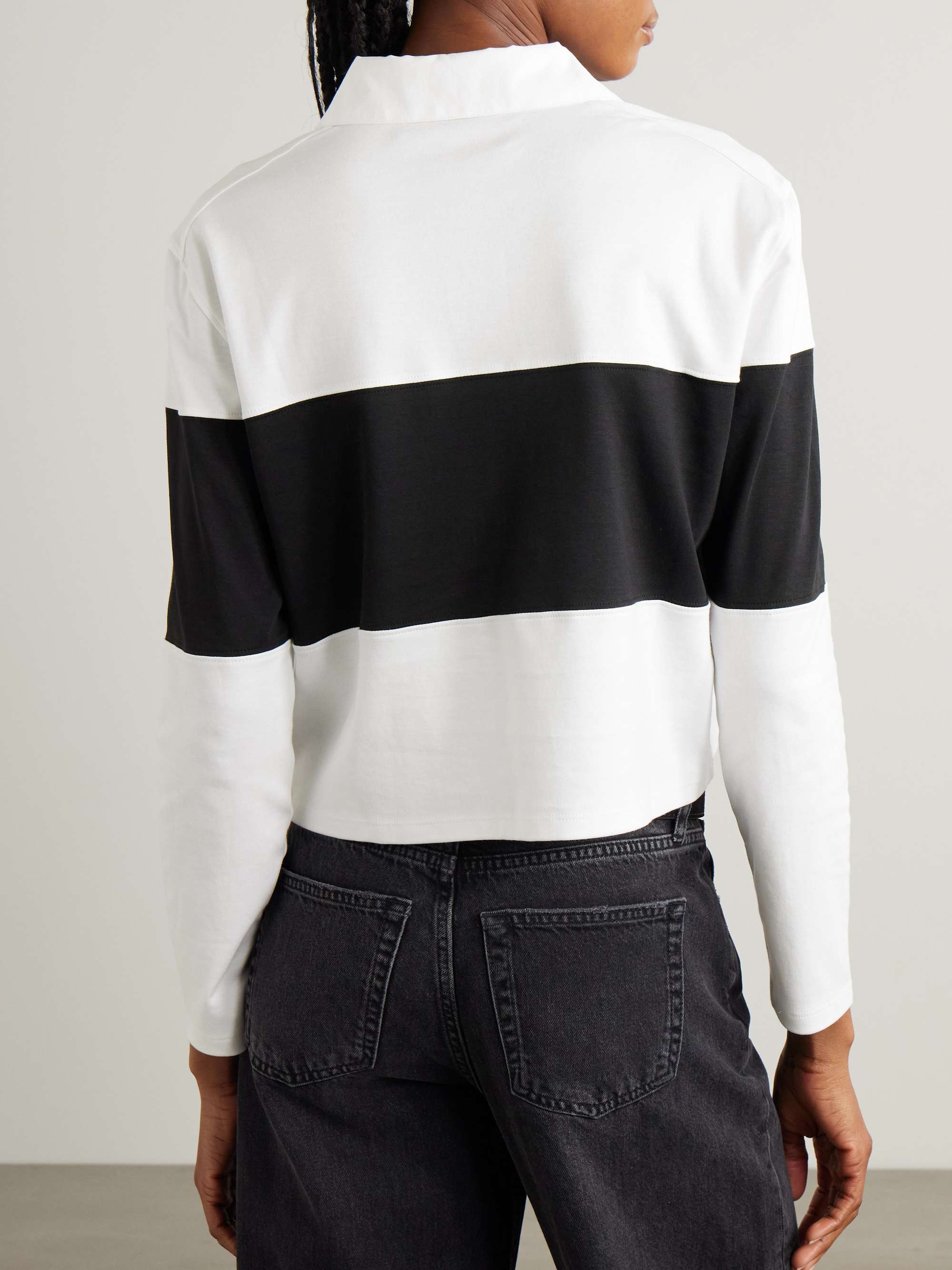 Clinton cropped striped Supima cotton shirt view