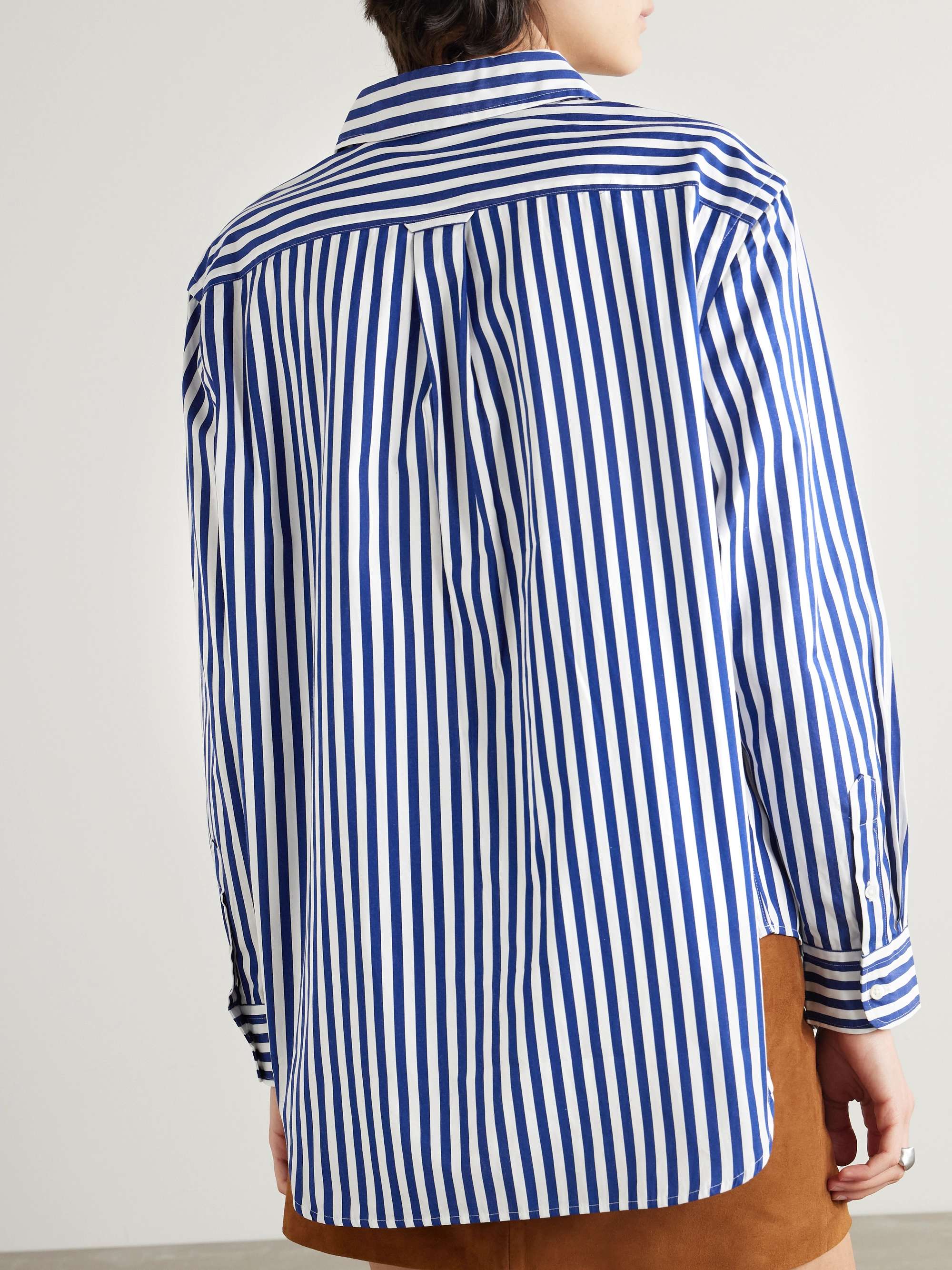 Embroidered striped cotton-poplin shirt view