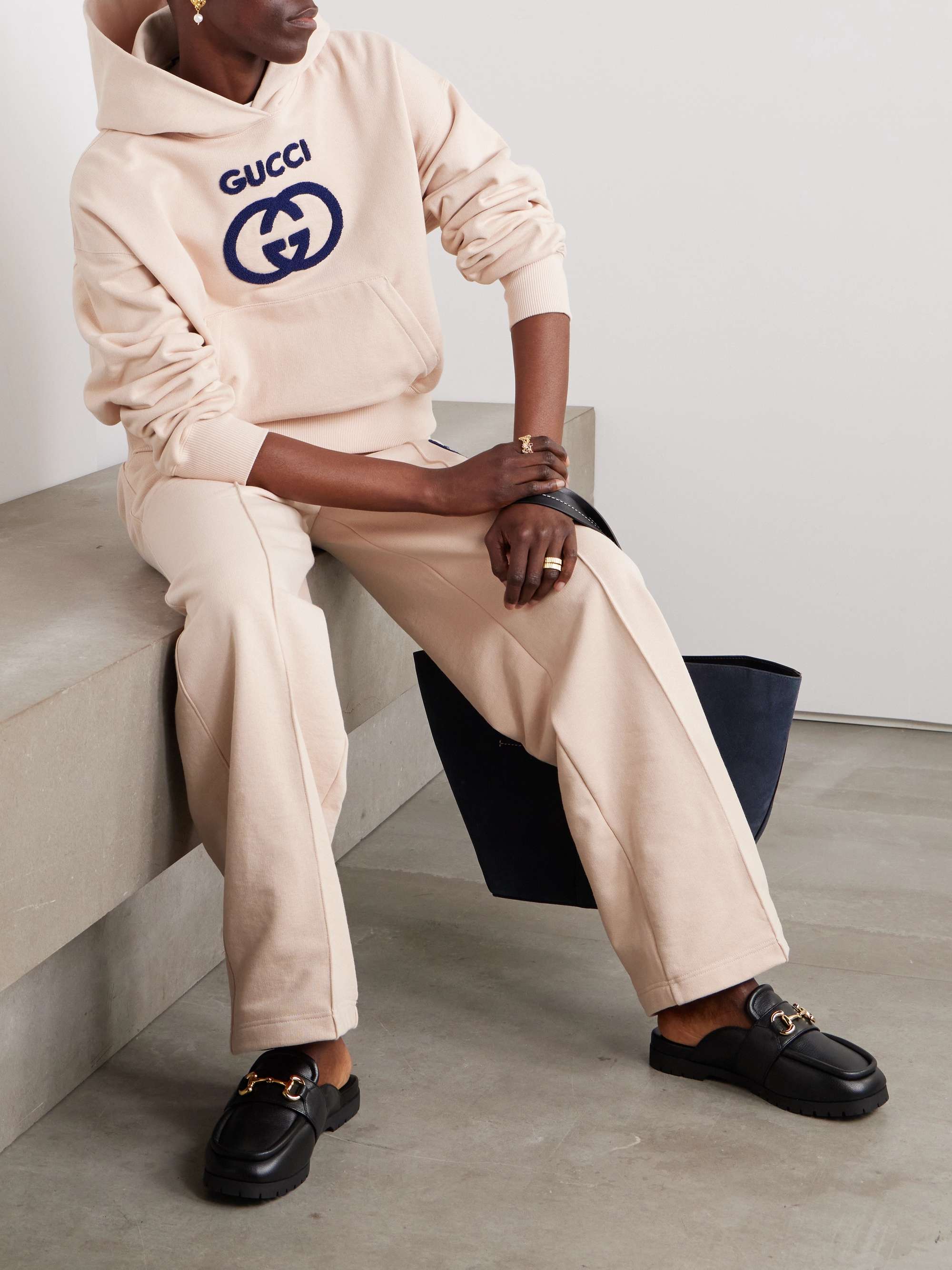 Appliquéd cotton-jersey hoodie view