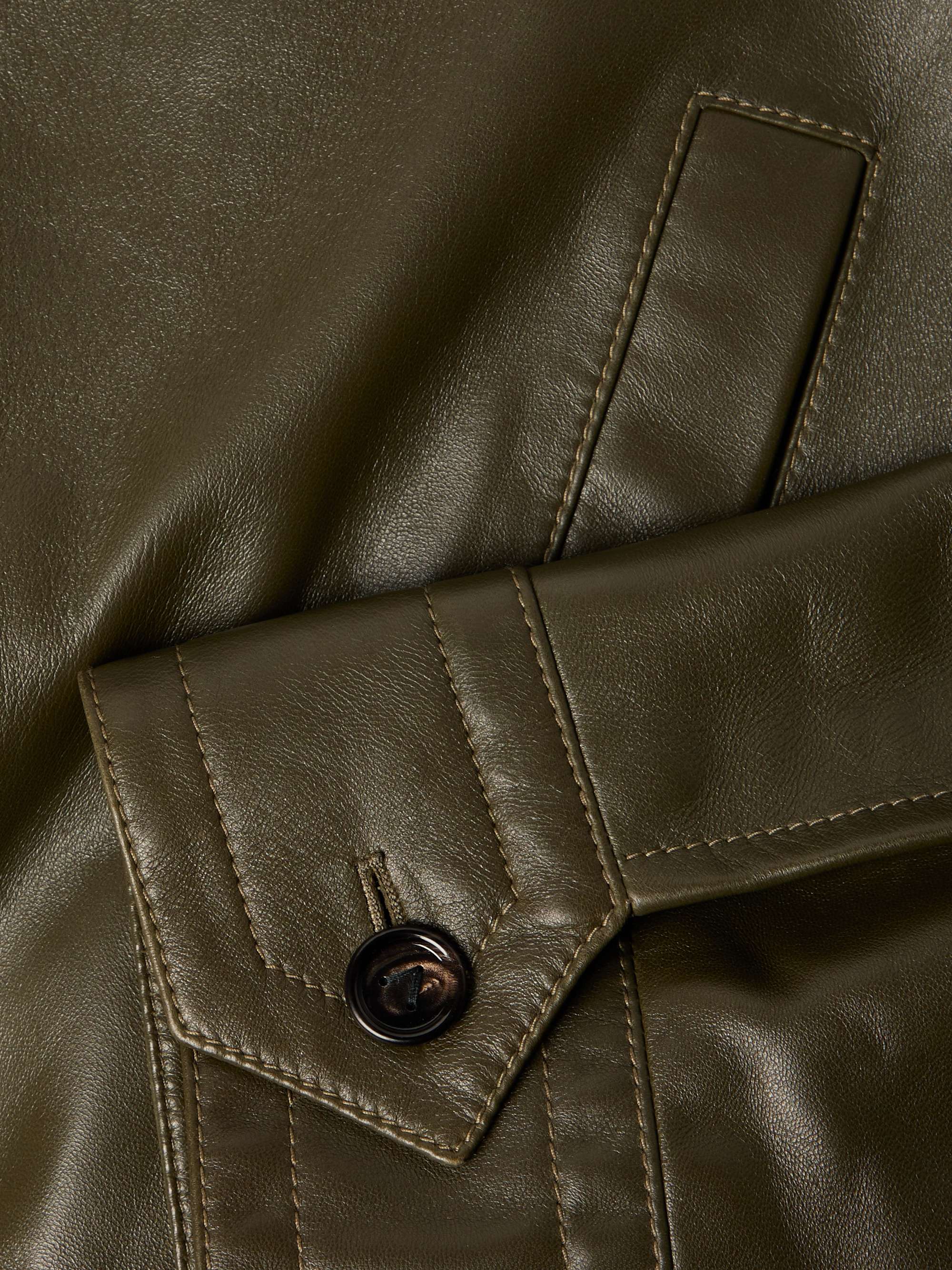 Intrecciato-Trimmed Leather Blouson Jacket view