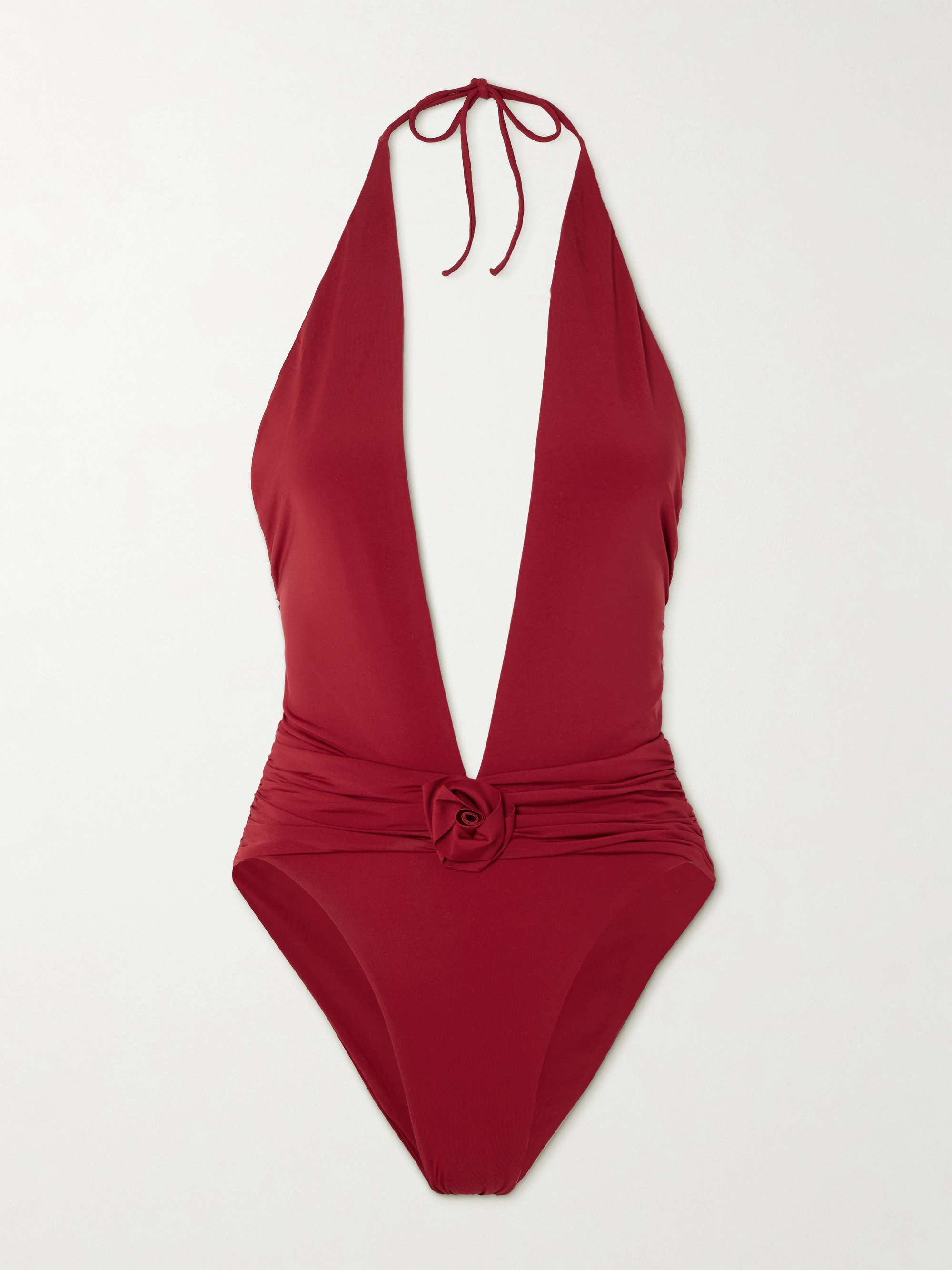 Ciprés appliquéd ruched halterneck swimsuit view