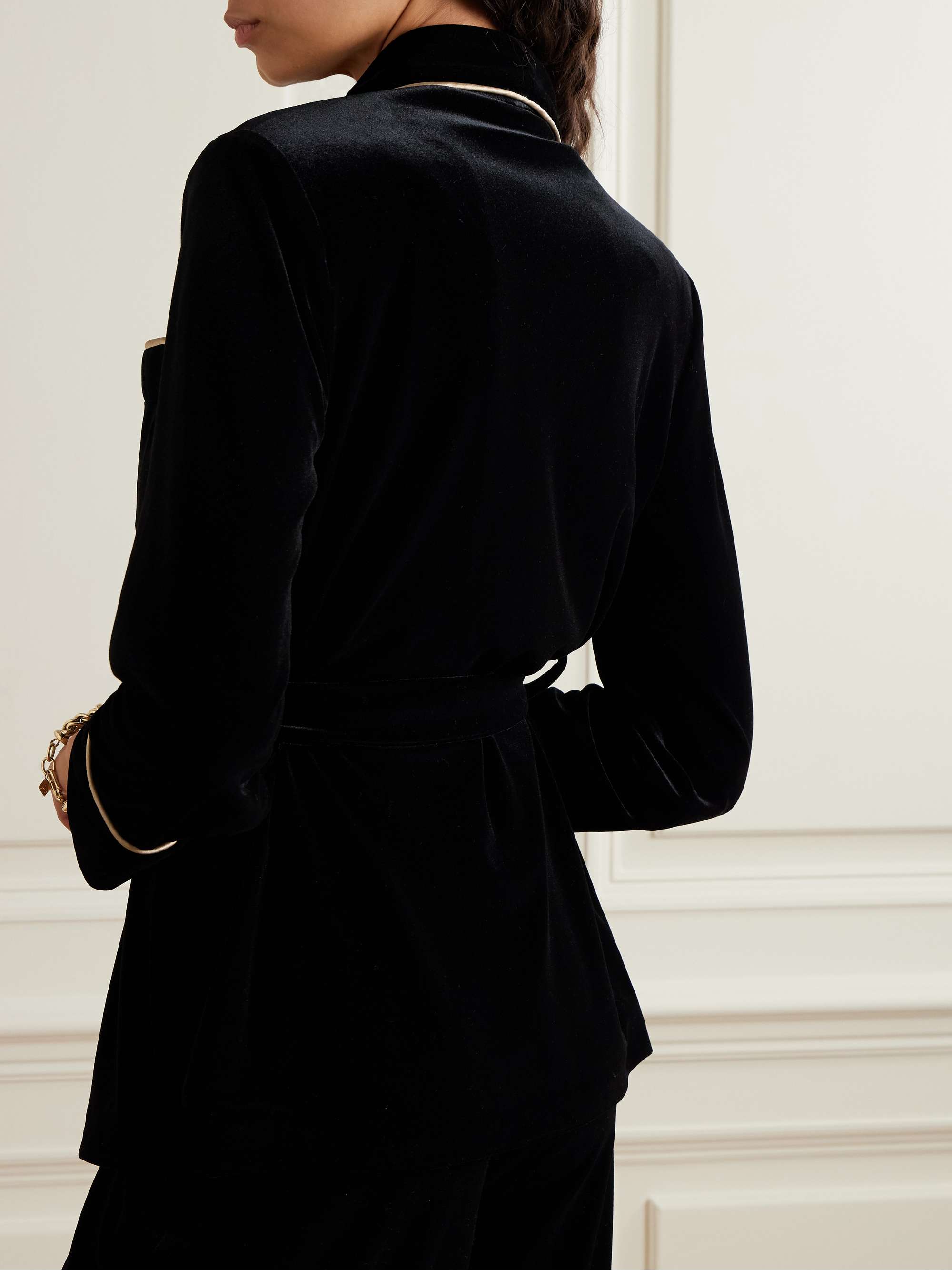 Nora satin-trimmed velvet robe view