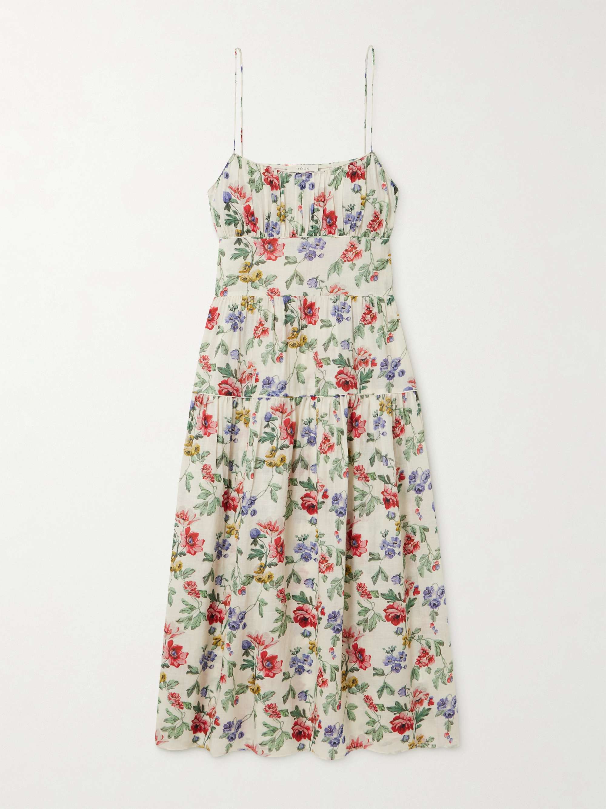 Benoit gathered tiered floral-print ramie midi dress view