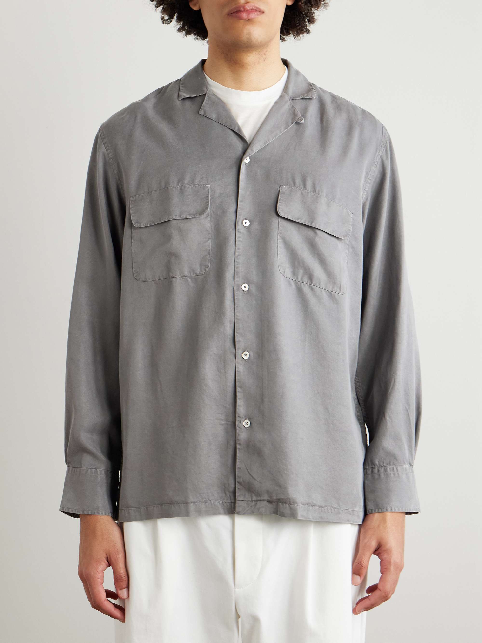 Leto Convertible-Collar Lyocell-Twill Shirt view
