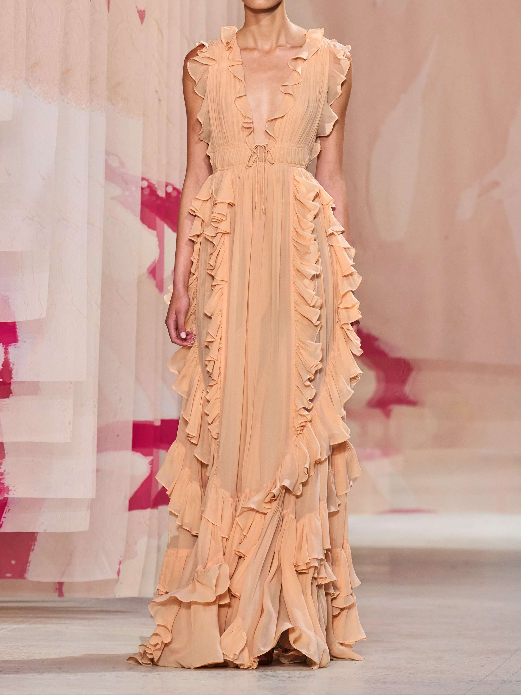Florella ruffled silk-chiffon gown view