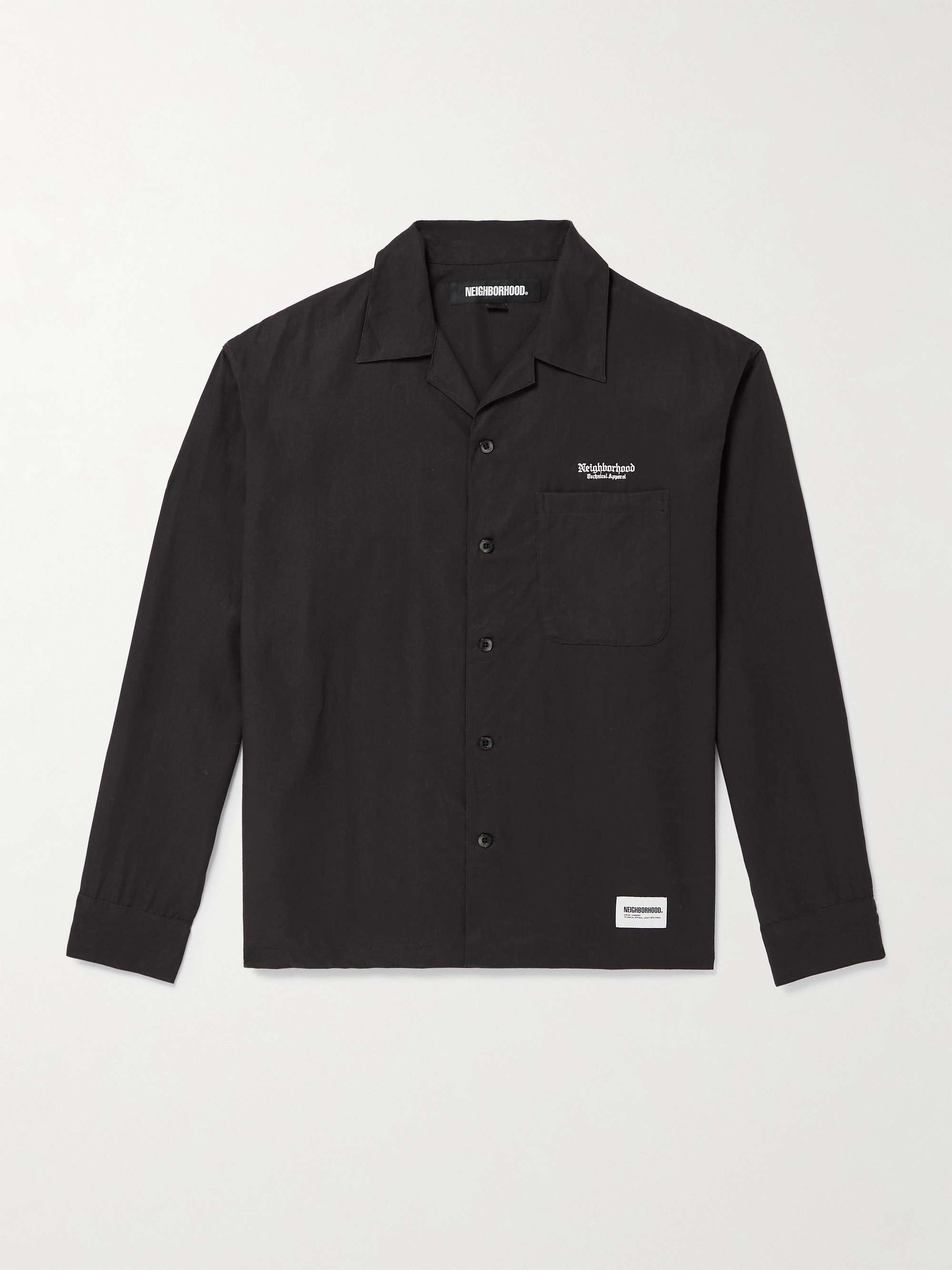 Camp-Collar Logo-Embroidered Lyocell and Linen-Blend Overshirt view